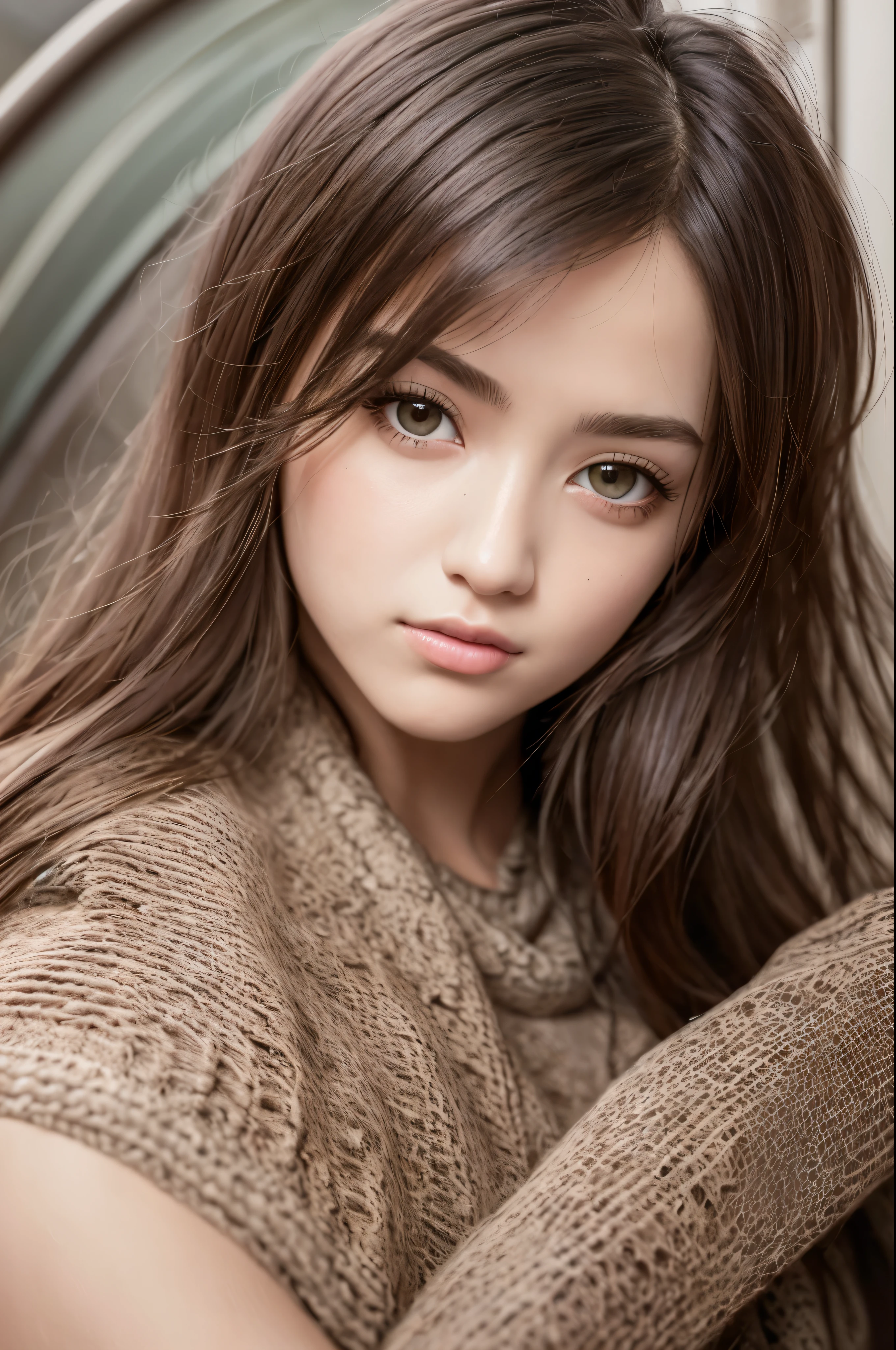 highest quality, masterpiece, (realistic:1.4), 1 girl, brown hair, ((dark brown eyes)), front, detailed face, beautiful eyes