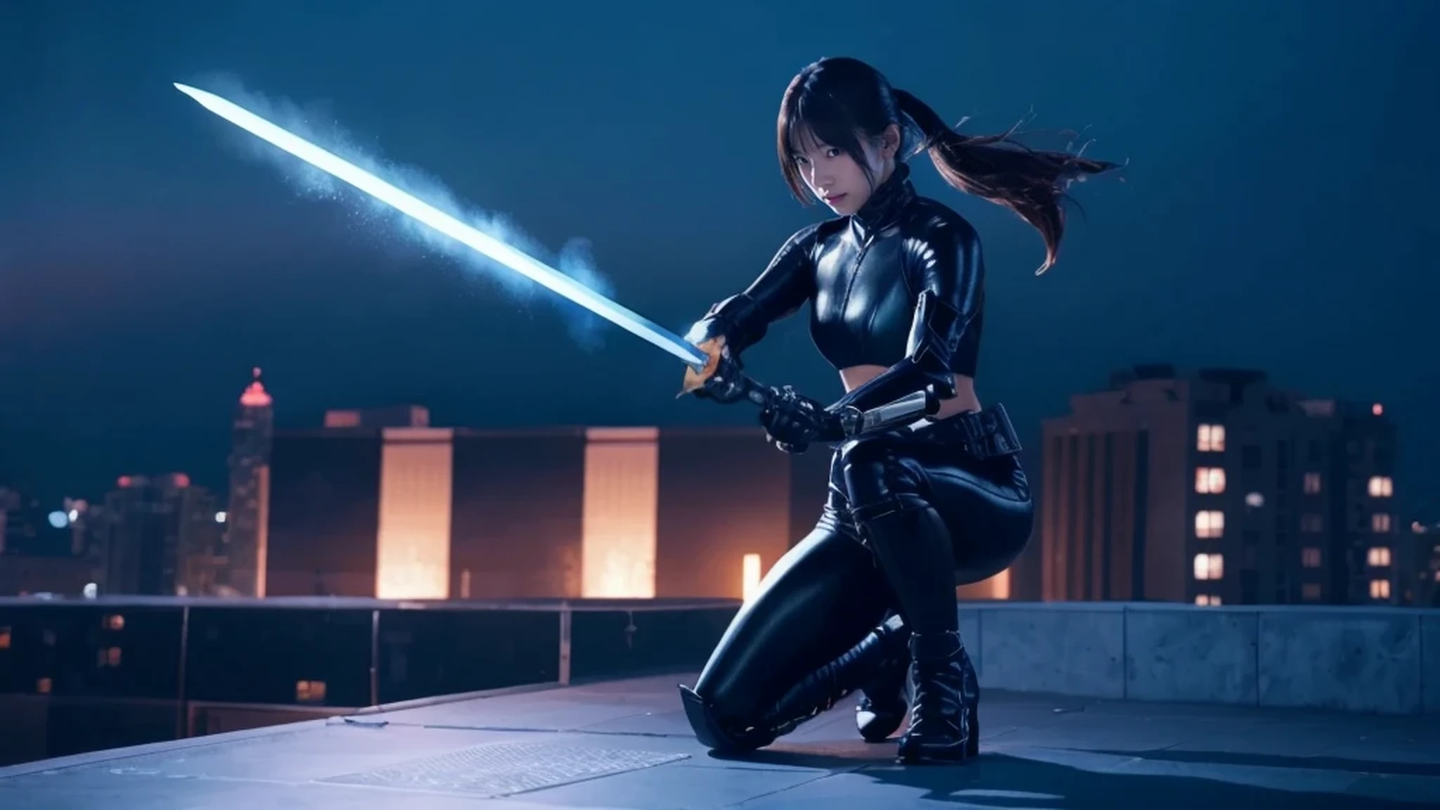 (masterpiece, highest quality:1), (realistic:1.2), light, written boundary depth, (detailed face, face focus:1), game CG, Super detailed, 8k, intricate details, hiqcg,
1 girl, alone,anime, looking at the viewer, kunoichi, , full body image, ninja pose, Japanese sword
