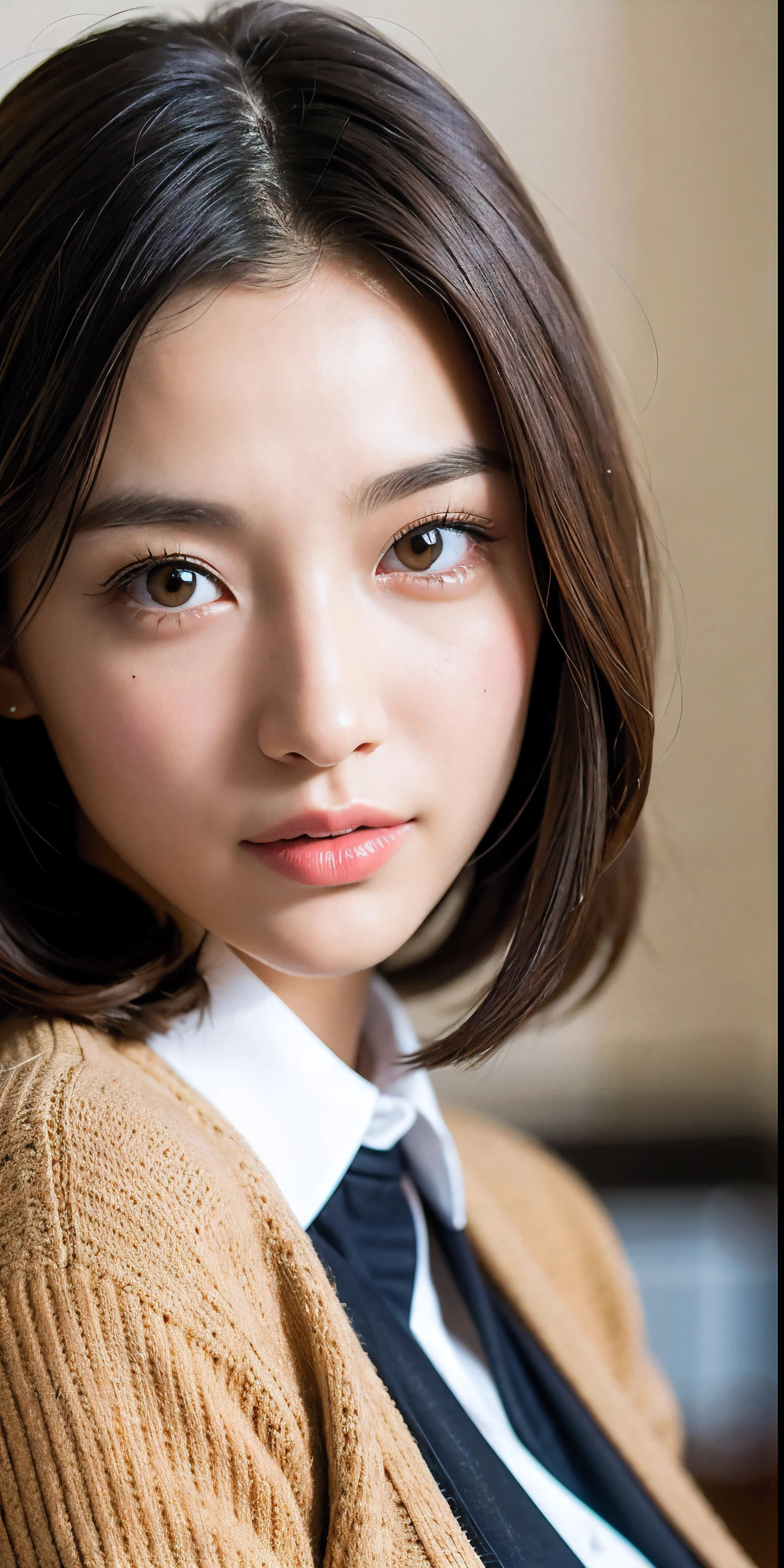 office culture,Image gallery,Upper body close-up,A girl who dresses extremely conservatively,She is the most beautiful girl here,The picture is extremely realistic,(Very detailed),Add details,再Add details,(Very realistic skin texture),Increases skin texture,The sun shines,,The picture is more three-dimensional,hair enhancement。