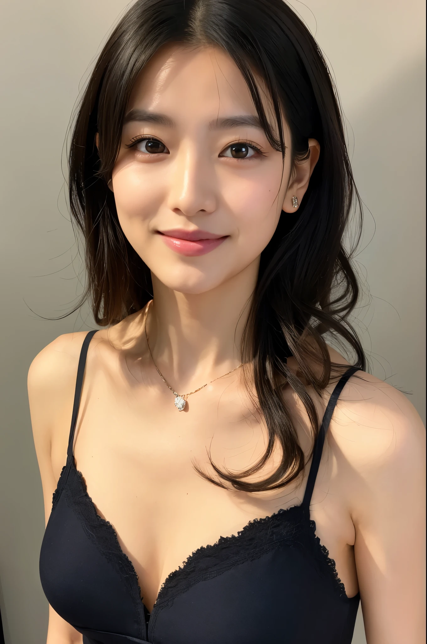 ((Front view)),(Masterpiece:1.3), (8K, Photorealistic, RAW photo, Best quality: 1.4), White background ,Be happy, A Skinny Japanese lady, Show your teeth,(1girl), Beautiful face, (Realistic face), (Black hair, long wavy hair:1.3), Beautiful hairstyle, Realistic eyes, Beautiful detailed eyes, (Realistic skin), Beautiful skin, (blue underware, blue bra), Attractive, Ultra photo realsisim, Highly detailed, Golden ratio