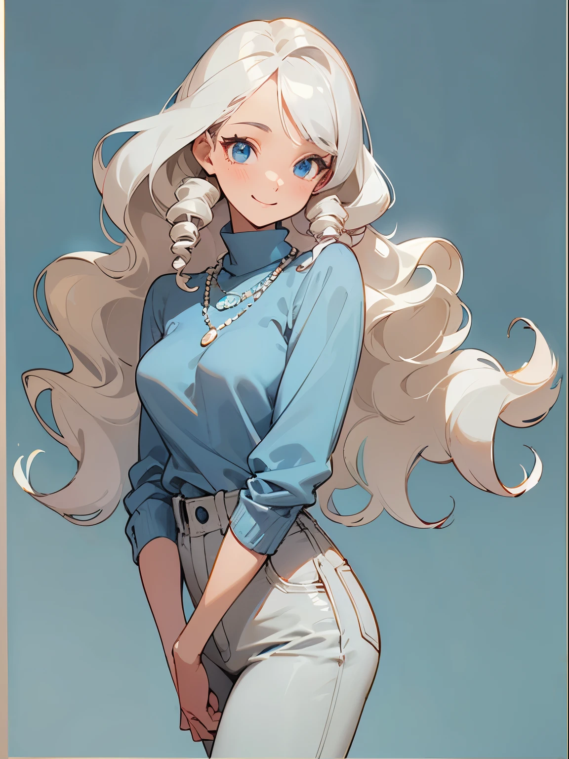lincoln loud, white hair, long hair, orange hairclip, orange shirt, bare shoulders, blue plaid skirt