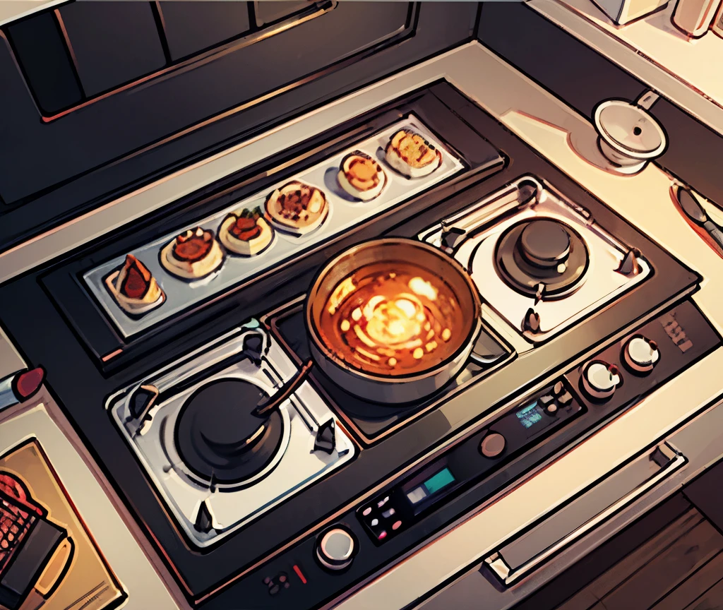 close up of modern stove top 