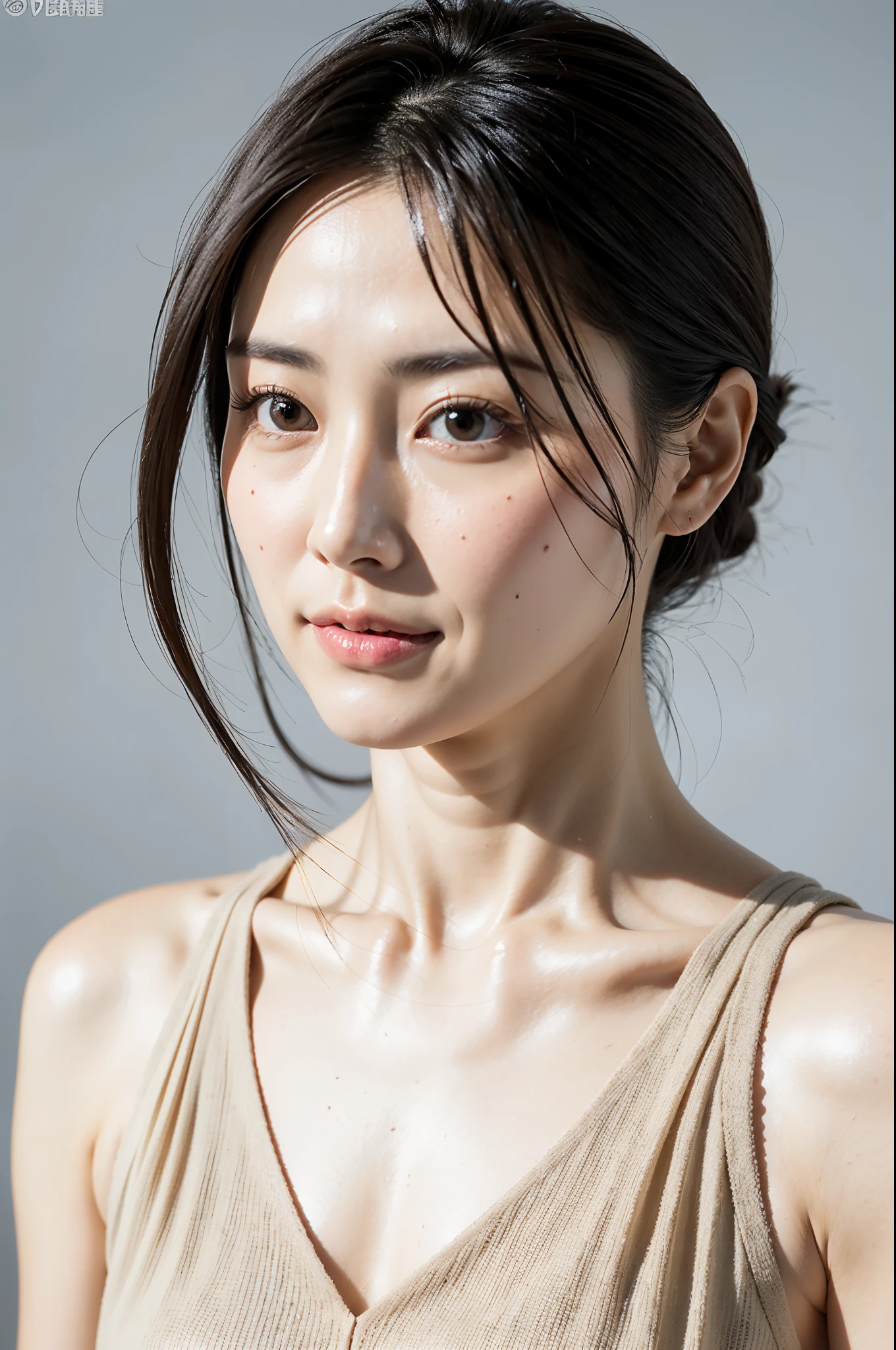 (In 8K, highest quality), Super detailed, natural sunlight, Medium chest, 30 year old Japanese woman, black hair, fine eyes, highly detailed face and skin,The texture of the skin is clearly visible