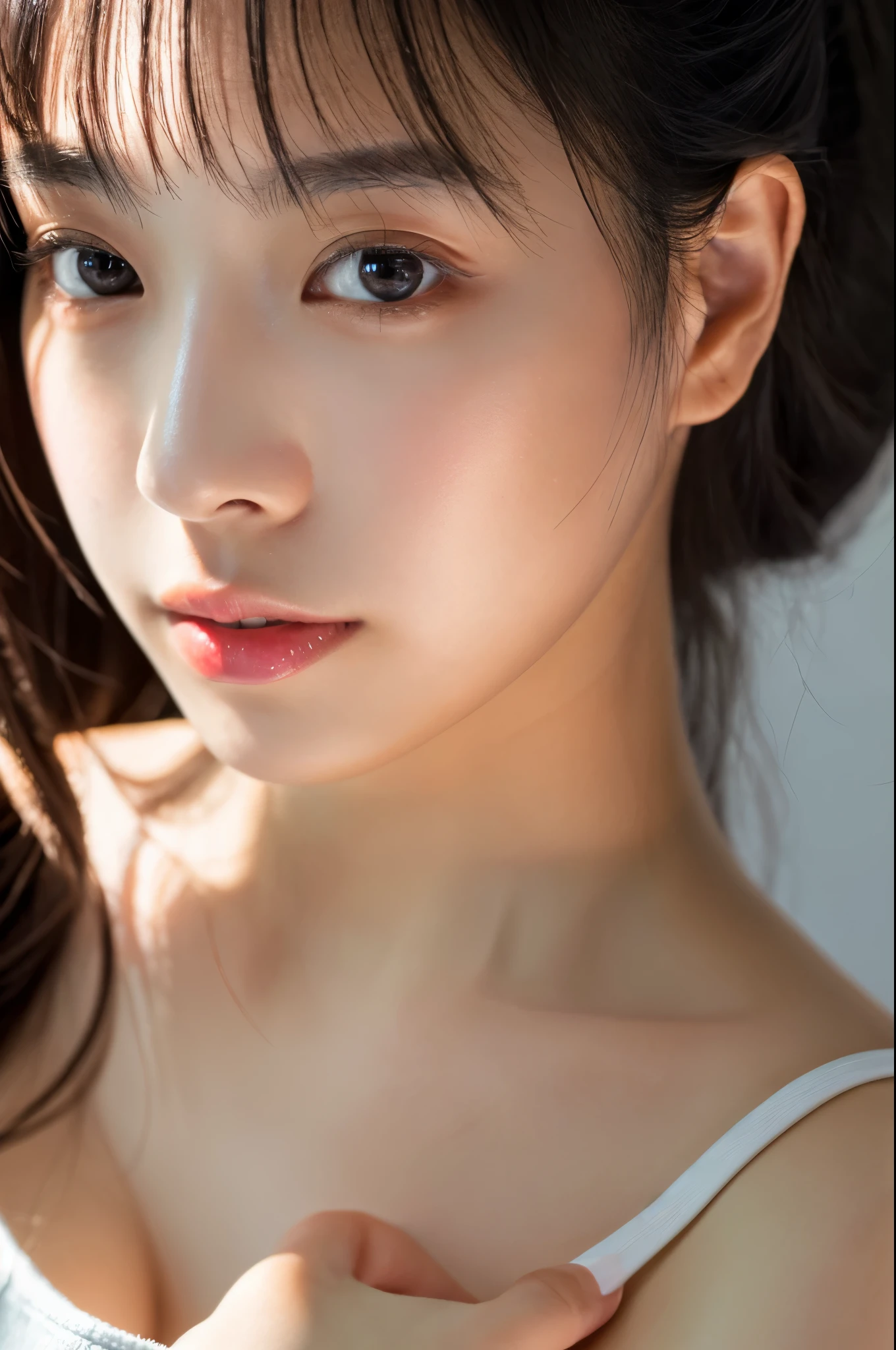 japanese woman,1 female,beautiful,20-year-old,Real natural skin,(RAW photo, highest quality),(realistic, photo-realistic:1.3), clean, masterpiece,finely,masterpiece,super detailed,High resolution,(best illustrations),(best shadow),Complex, bright, Lens Distortion Correction, Far Lens