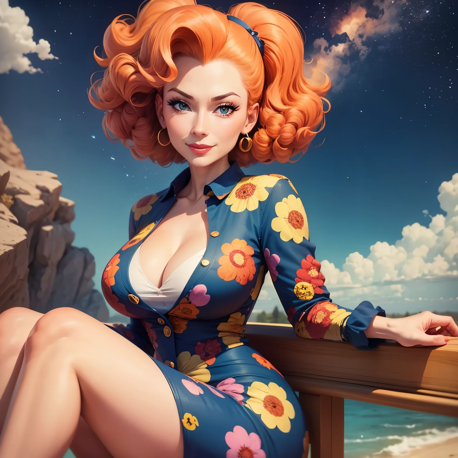 Ms. Frizzle as a mid 40s milf, in the style of Sakimichan