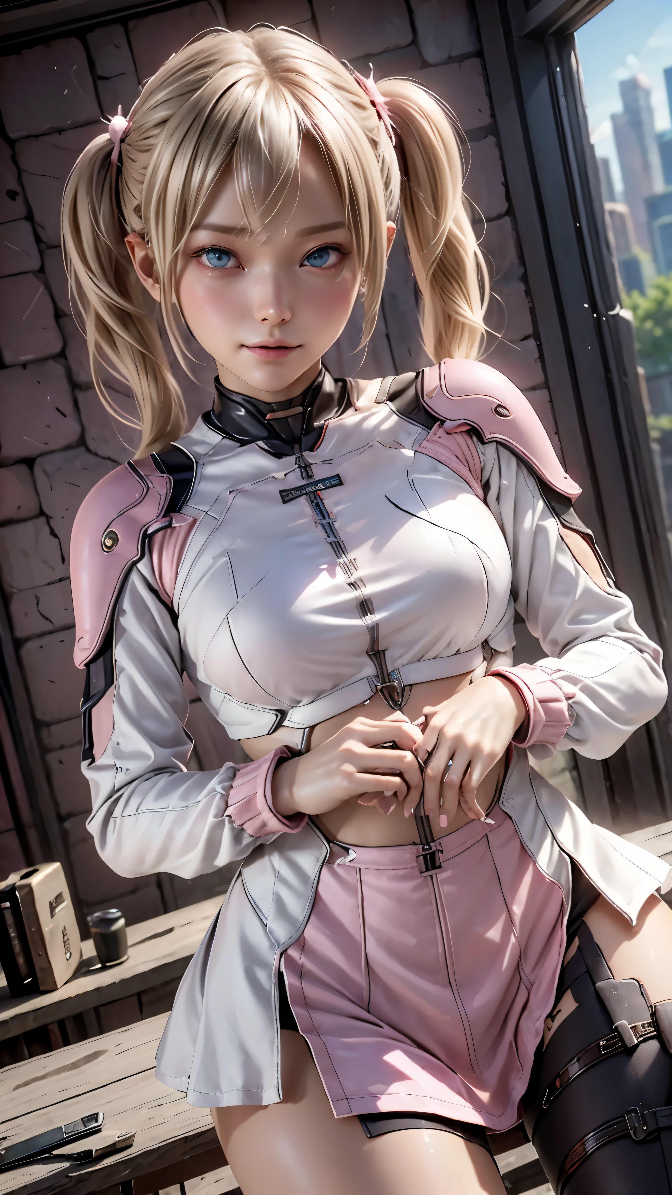 ((highest quality)), ((masterpiece)), (be familiar with:1.4), 。.。.。.3D, beautiful cyberpunk woman image,nffsw(high dynamic range),ray tracing,NVIDIA RTX,super resolution,unreal 5,scattered below the surface,PBR texturing,Post-processing,anisotropic filtering,written boundary depth,maximum clarity and sharpness,multilayer texture,Albedo and specular maps,surface shading,Accurate simulation of light-matter interactions,perfect proportions,octane rendering,two-tone lighting,wide aperture,Low ISO、White balance、Rule of thirds、8,000 students、(())(((White and pink clothes)))((blonde))