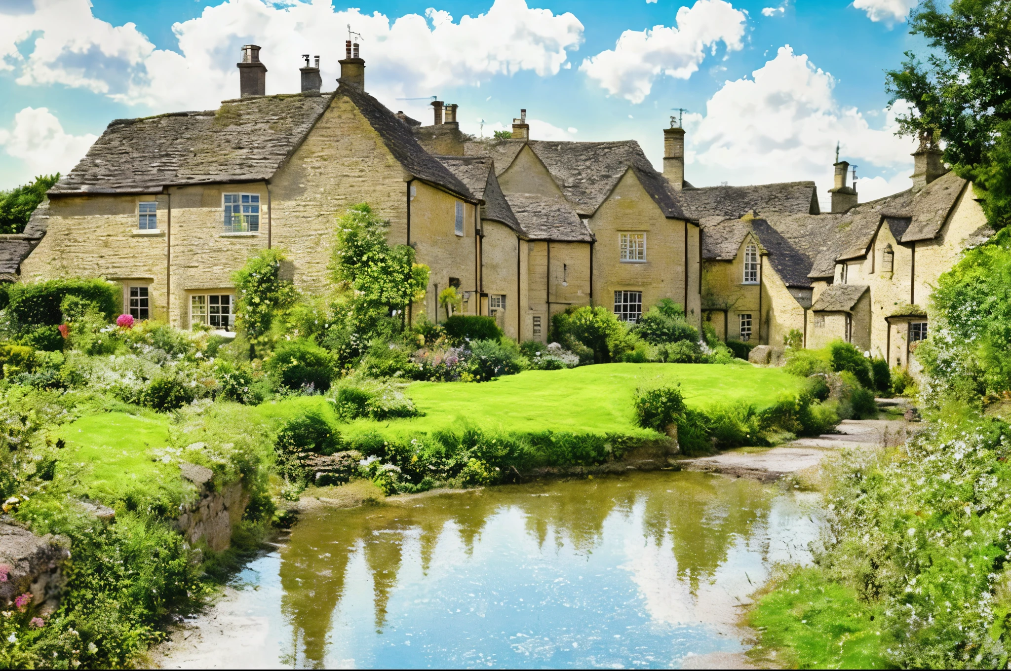 England Cotswolds beautiful Healing relax scenery anime style