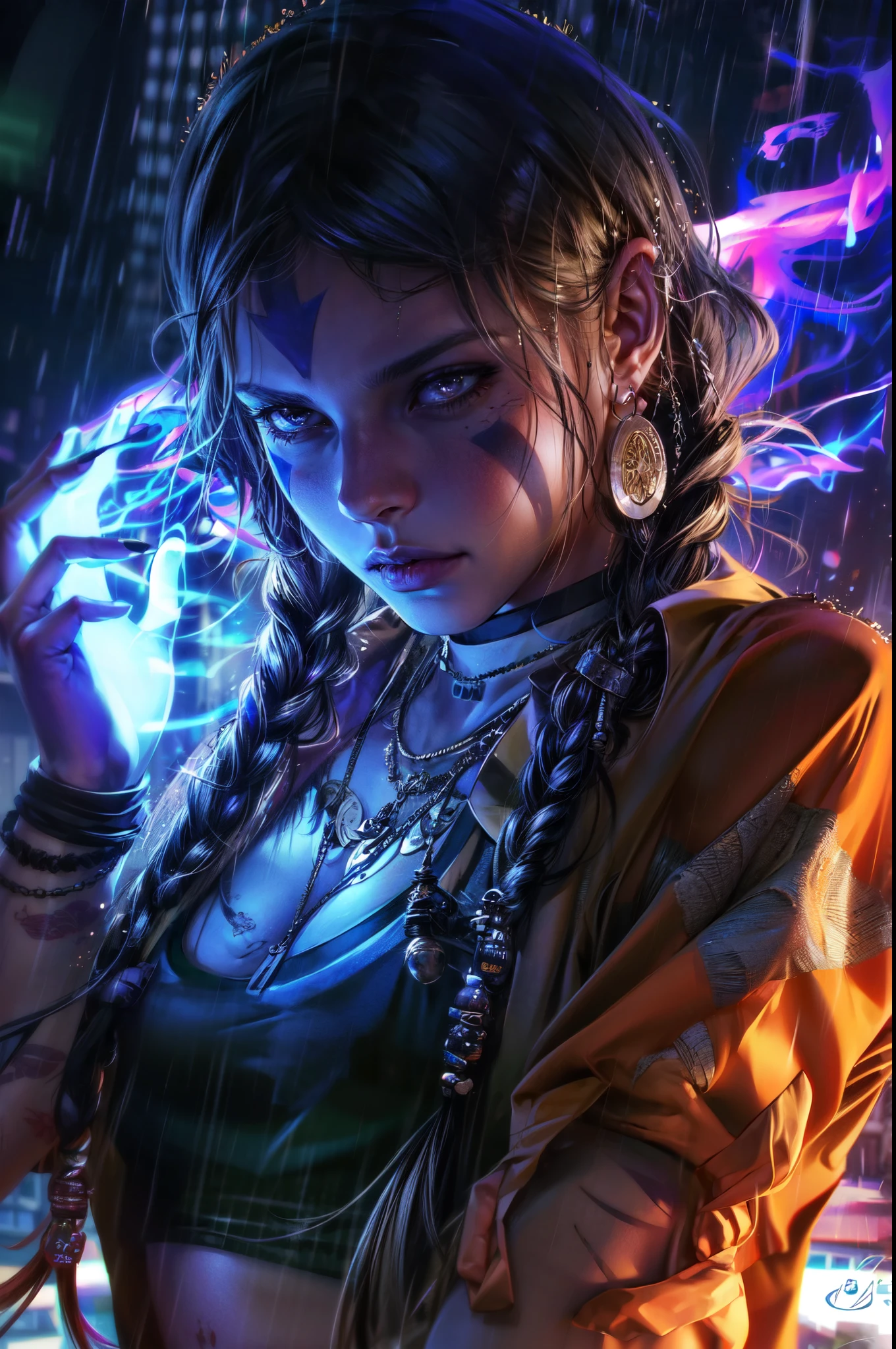 avatar: last airbender'd love you to go find this cute while looking down and meditating, do your, in the style of edward cucuel, vibrant colorism, joe madureira, anime aesthetic, photo-realistic, idealized native americans, dark brown and cyan