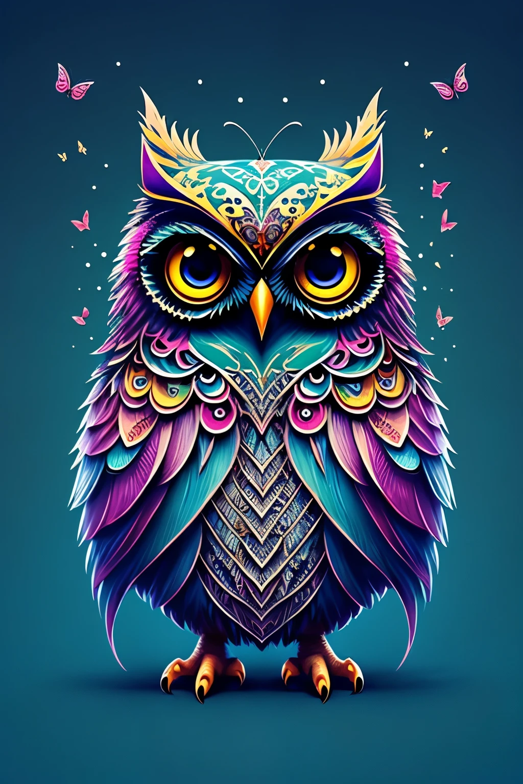 Fantastic monster design, funny, ultra detailed, Cute, butterfly, Owl in Style-Sylvamagic style,