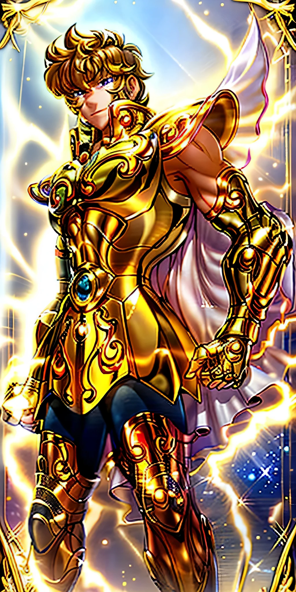 golden armor,8k ultra high definition, SLR camera, soft light, high quality, film grain,abdominal muscles,Handsome