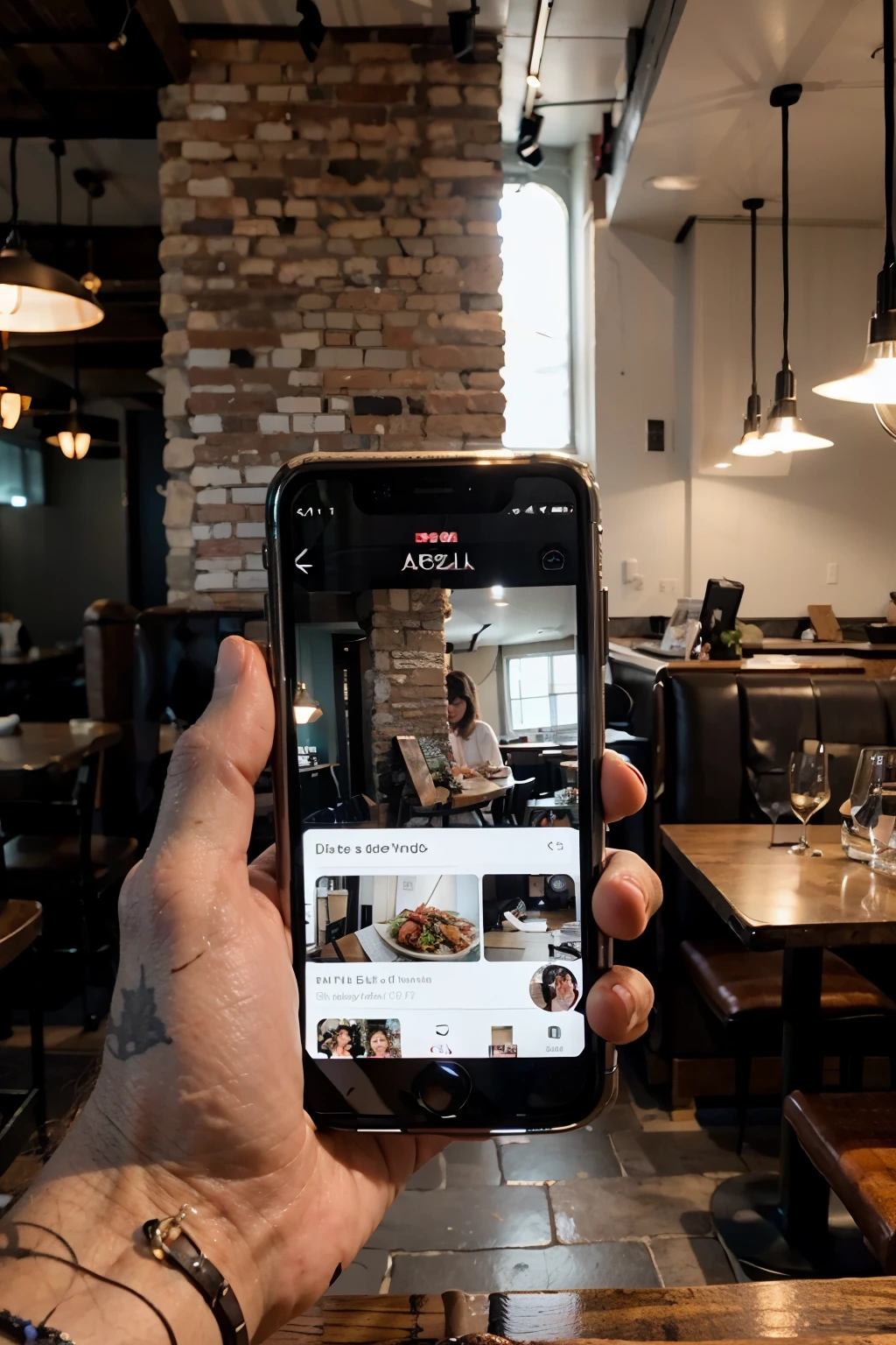 the phone content should contain an instagram reel of a restaurant of good lighting 