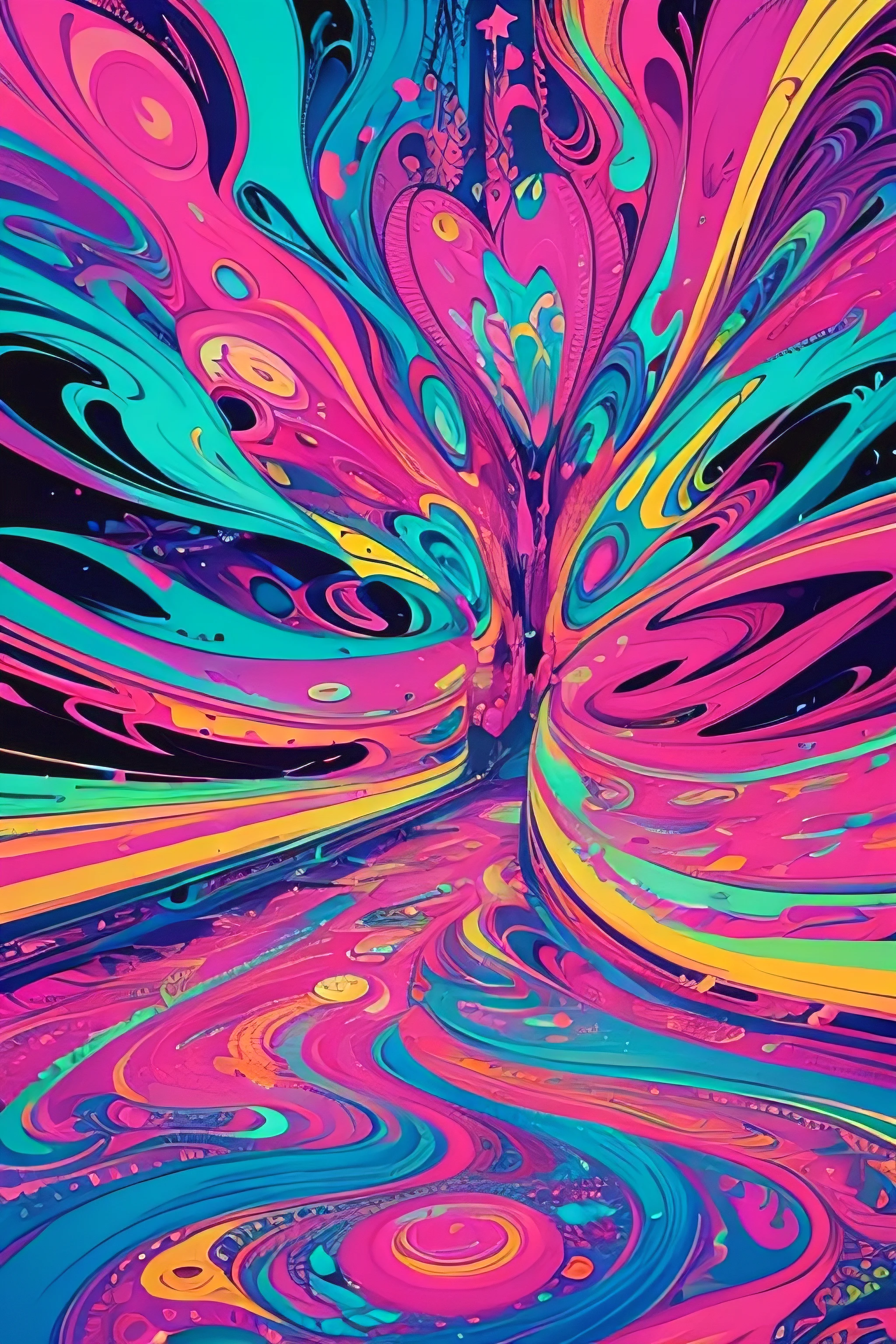 "pink background, A close-up of a colorful abstract painting, Vibrant and psychedelic color drops, Vibrant neon ink painting, Flat surreal psychedelic colors, Surreal psychedelic design, Colorful illustrations, Very abstract, Extremely psychedelic and abstract, Inspired by George Alif, strange abstraction, Inspired by Tomohiro Matsuyama, colourful artwork, Sink lid art, Psychedelic illustration"