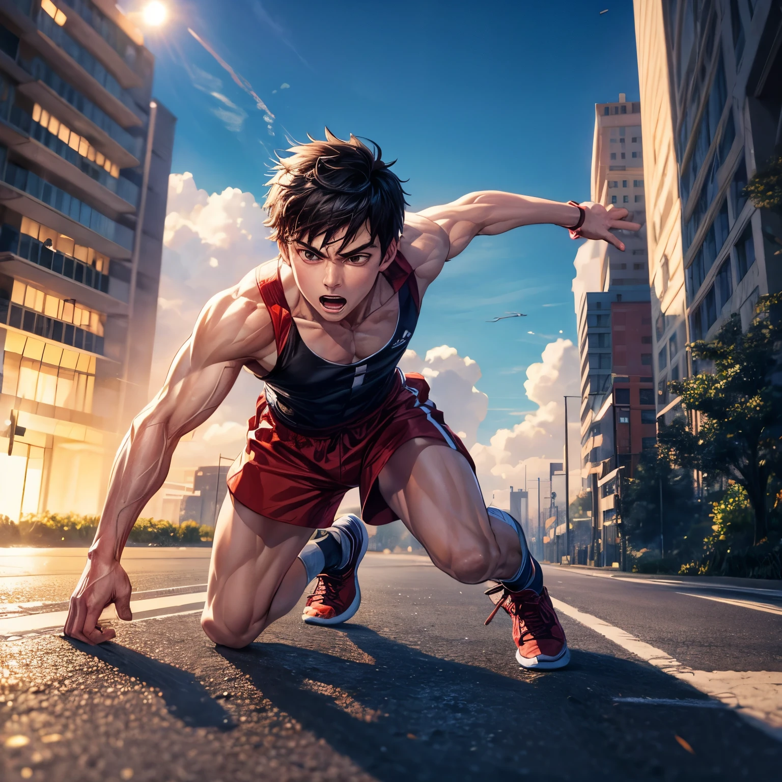 Boy running for fight