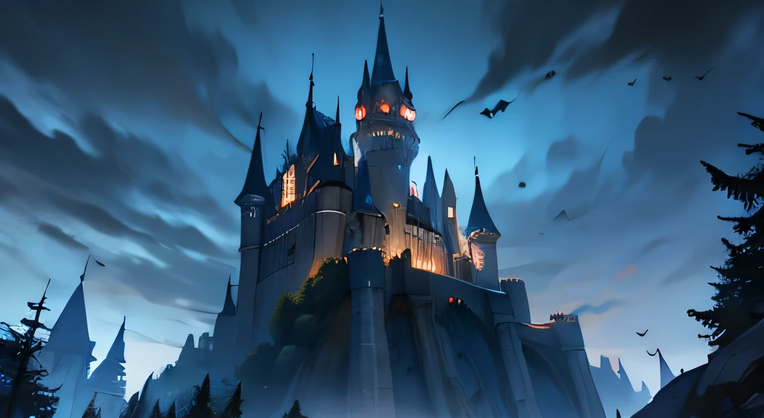 RPG Castle, spooky, role playing game, medieval castle, night time