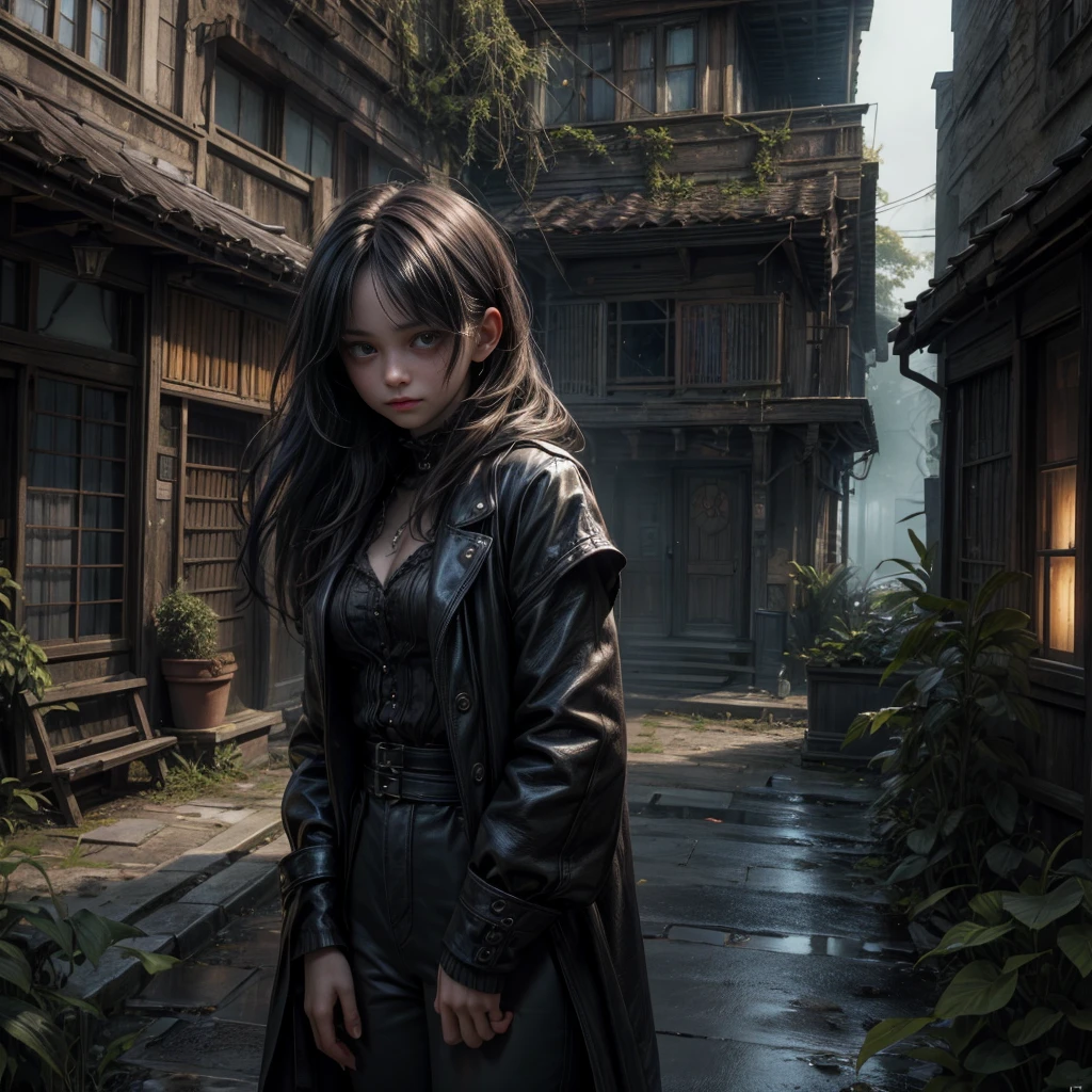 (best quality,4k,8k,highres,masterpiece:1.2),ultra-detailed,(realistic,photorealistic,photo-realistic:1.37),dark fantasy,street scene,unfamiliar environment,detailed buildings,ominous atmosphere,mysterious creatures,horrifying presence,unsettling,shadowy figures,intense darkness,young girl,long hair,innocent face,vulnerable position,hopeless situation,distressed expression,starry sky,dimly lit street lamps,dark colors,overgrown plants,quirky architecture,strange symbols,haunting shadows,abandoned feel,loneliness,magic in the air,creepy atmosphere,enchanted surroundings,gothic elements,otherworldly aura,dramatic composition,contrasting light and shadow,foreboding,uncertainty, bright weather, sunny day, brigth ambiences, light everywhere, nsfw, exposed woman, naked woman, nude
