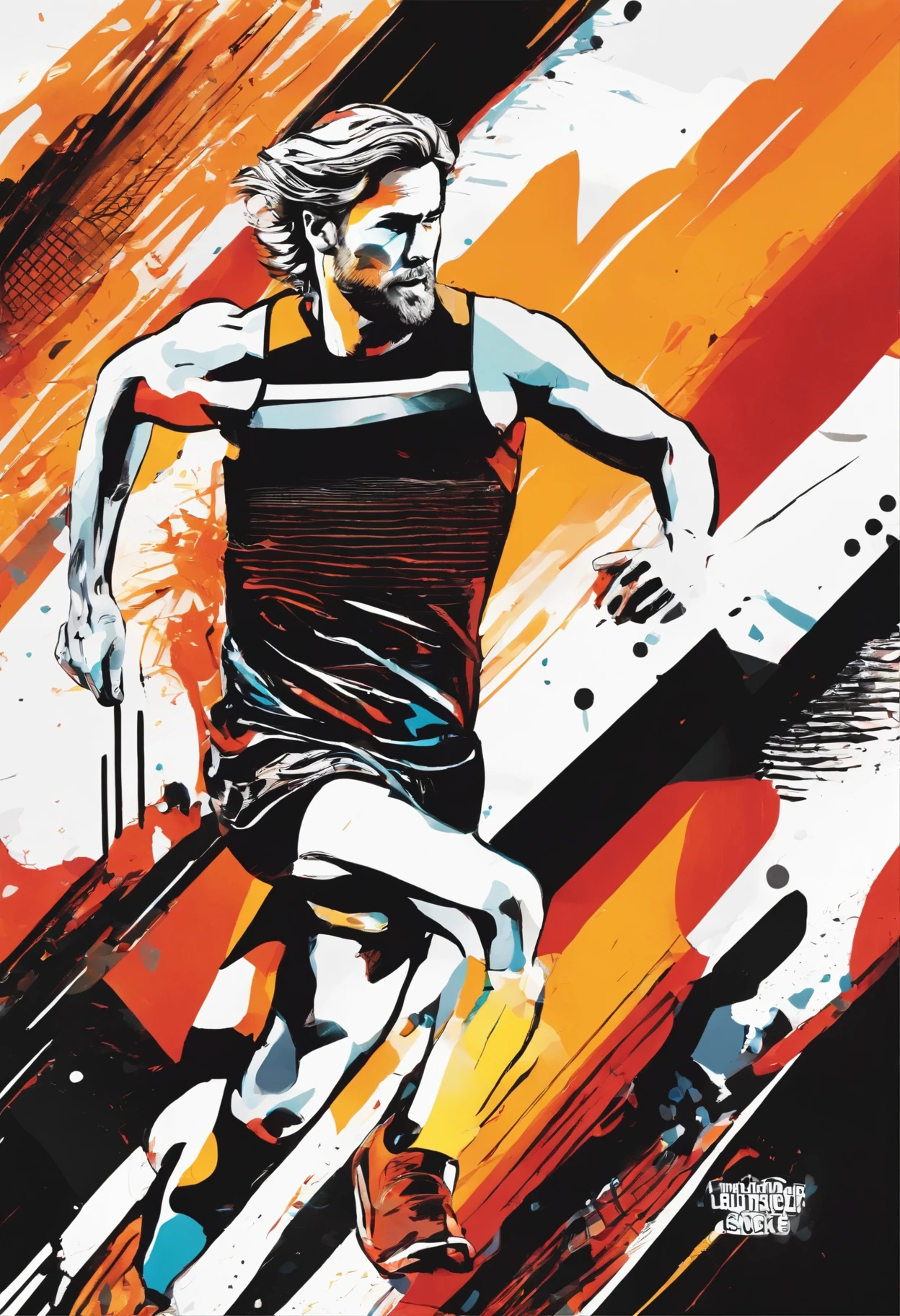 An ink style picture of a distance runner (natalie portman) pain, anguish and sweat, tortured face and body from running, Outlined in black ink, the figure is depicted with smooth lines, expressing emotions and posture through the contrast of ink density. The background is minimalist, emphasizing light, shadow, and spatial perception.