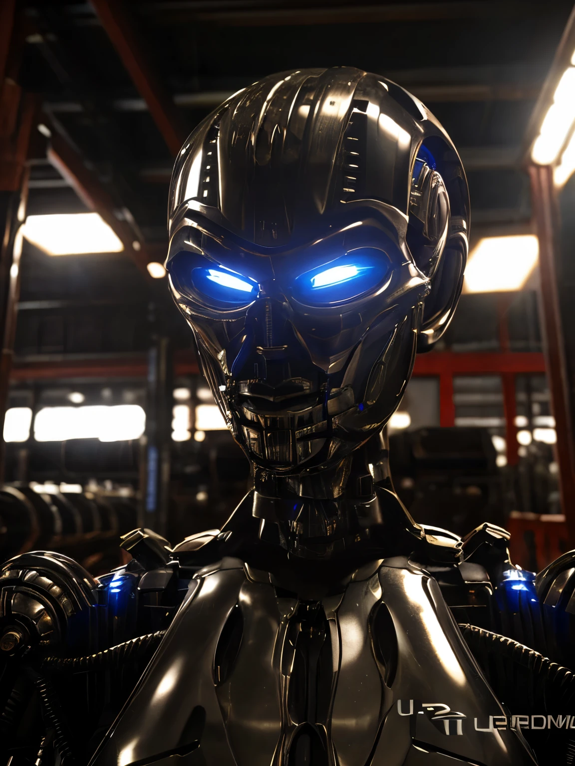 realistic, (T-X endo), (T-X Endoskeleton), (detailed T-X endoskeleton), (ultrarealistic T-X endo:1.2), closeup, tx endoskeleton, a robot girl, realistic lighting, soft lighting, terminator 3, manufacturing facility, industrial equipment, (deep focus), (best quality), (highres), (ultra HD), (8K:1.2)