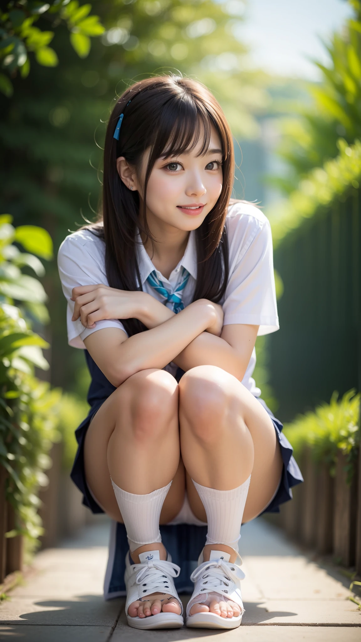 laughter、I can see white panties、short side waves、
