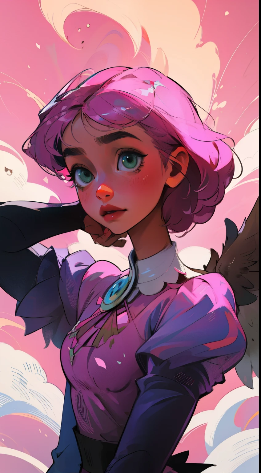 Alisa bosconovitch, melhor qualidade, contemporary, estilo plano, minimalismo, Green Eyes Flat Illustration, cabelo rosa, cabelo curto, cabelos multicoloridos, Camisa Preta, mechanical wings, Head Portrait Close-U, peito pontudo, decote, super decote, middlebreasts, Tekken，cabelo rosa pastel, 1girl, em quimono, hand-painted，Desenho de linha sem cor, colorida do yandere pastel, Tekken, Super cute pink hair girl with gothic makeup on the side, com roupa de empregada，figura esbelta，robusto，He sat on the floor，Vestido com roupas de empregada rosa e branco，cabelos muito curtos，com orelhas de gato，quadratic element，, kawaii cor-de-rosa na roupa da era de 1910, Alisa Bosconovich pink lips, no estilo da paleta de cores suave aurorapunk, an anime illustration of his face, gifs animados, hand drawn animation, charming sketches, suave e brilhante, romantismo nebuloso, Estilo Superflat, fundo branco - ar 1:1 - niji 5 - estilo expressivo --s 50 ,Pink kawaii girl in the era of 1920s clothesPink eagles, vestindo uma camisa branca brilhante, no estilo da paleta de cores suave aurorapunk, an anime illustration of his face, gifs animados, hand drawn animation, charming sketches, suave e brilhante, romantismo nebuloso, Estilo Superflat, fundo branco - ar 1:1 - niji 5 - estilo expressivo --s 50, Absurdo, alto, ultra detalhados, (1girl:1.3), quebrar , Crie uma imagem com uma bela caligrafia
