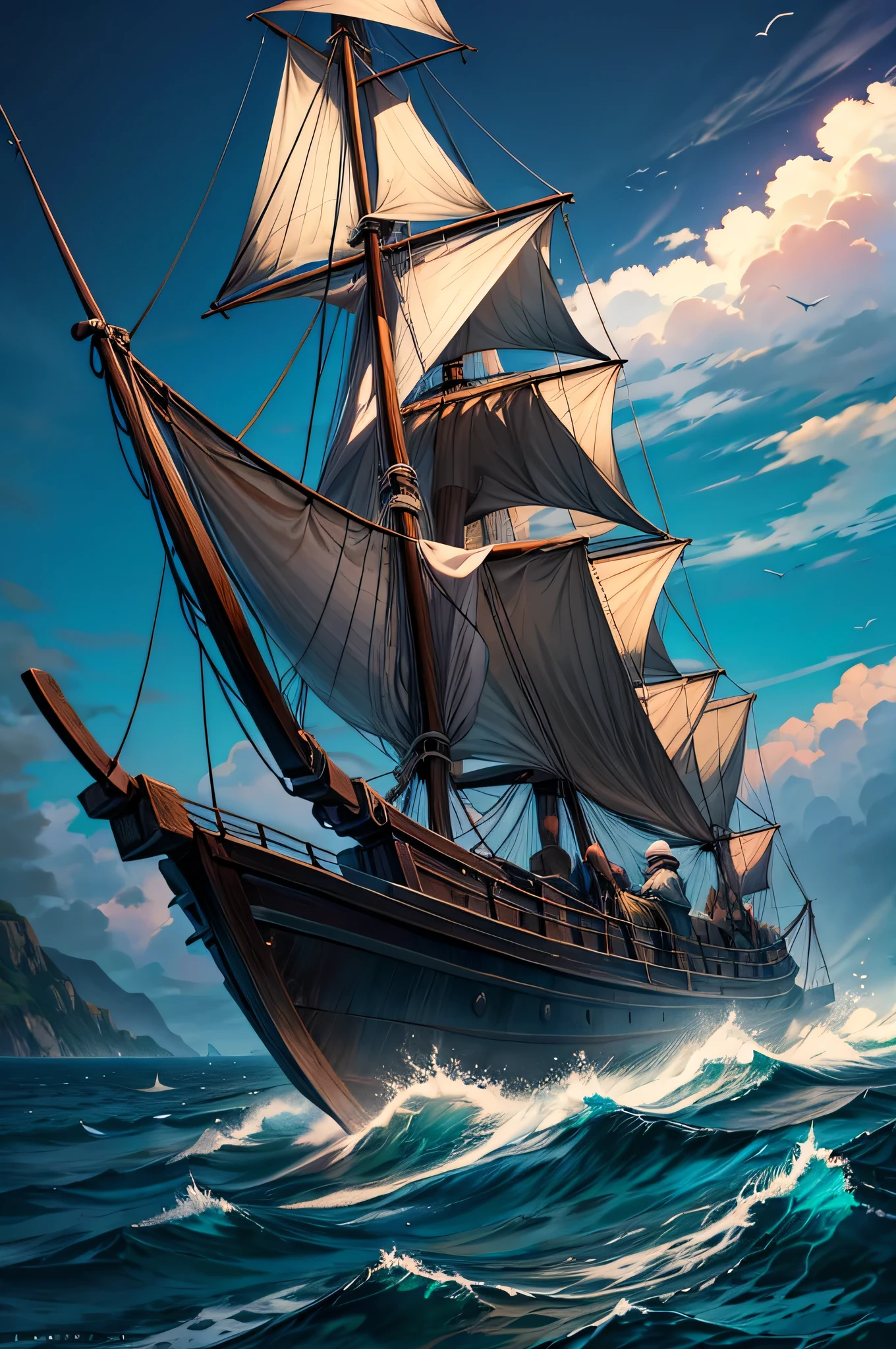 A lone fisherman sails the night ocean, casting your nets as the abyss lurks, in search of ancient secrets and hope for the new dawn.
