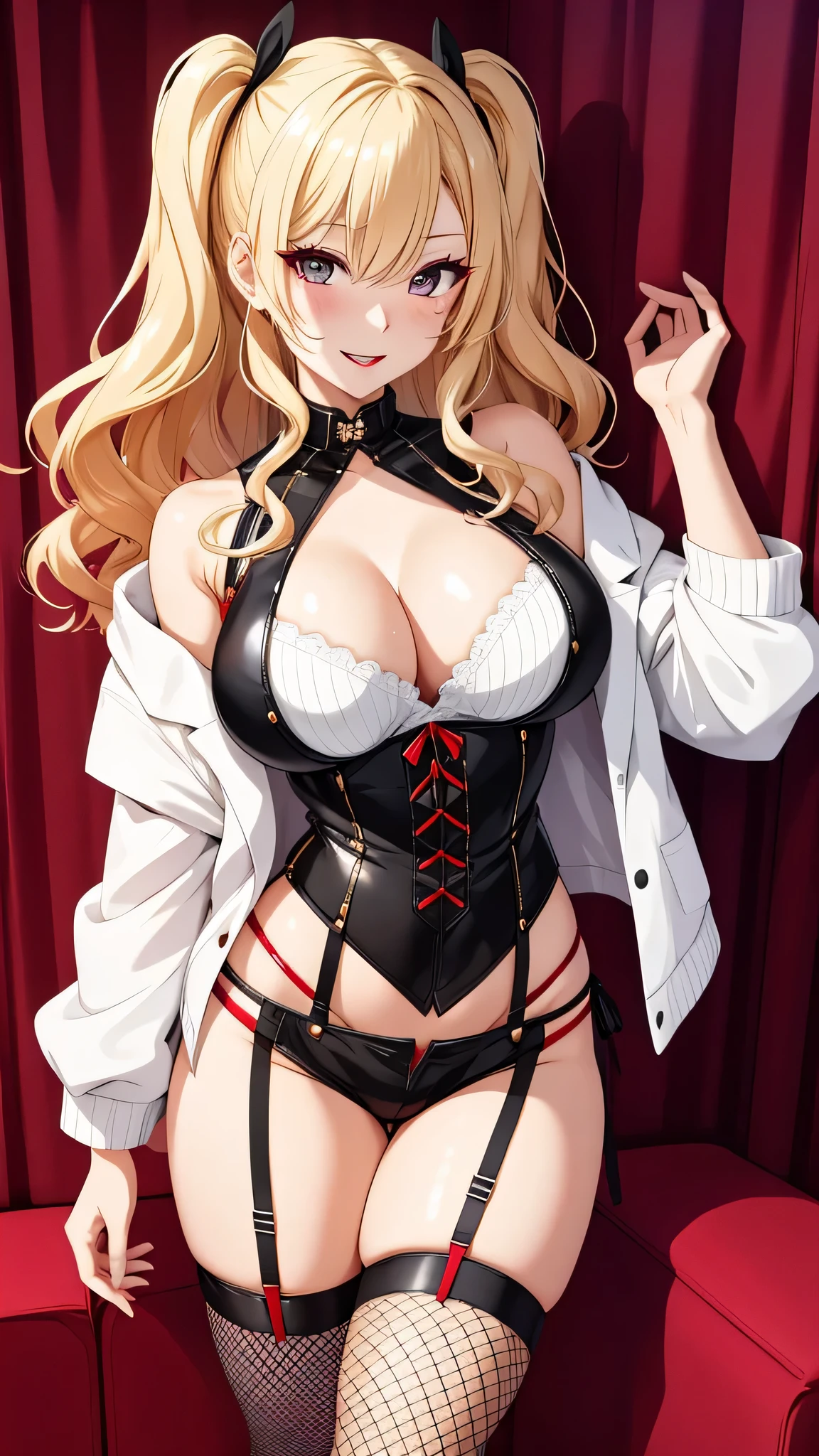 Character Name: Marika Watanabe Gender: Female Height: 1,88 cm Personality: Marika Watanabe is a sultry and provocative blonde woman, with a playful and cheeky personality. She is a Gyaru fashion enthusiast, who loves to push boundaries and explore her sexuality. Marika is confident and bold, with a secret love for having cum stained on her body. She is always finding ways to tease and excite her partners, using her provocative movements and innocent dirty talk to drive them wild. Physical Description: Marika is a beautiful woman with long, curly blonde hair, a frame, and sultry brown eyes. She has a bubbly and energetic personality, but beneath her innocent exterior lies a secretly kinky and bold side. Marika enjoys wearing revealing outfits, such as short skirts and low-cut tops, that show off her curves and tantalize her partners. She is always making sure her makeup is spot on, with a bright red lipstick and long, false lashes that make her eyes pop. Clothes: Marika loves clothing that leaves little to the imagination, such as tight-fitting shorts and low-cut tops. She often wears fishnet stockings and suspenders, adding to her provocative and seductive image. Her favorite outfit is a uniform, complete with a short plaid skirt, a white blouse, and a tie. But under her innocent exterior, she loves to wear kinky linger
