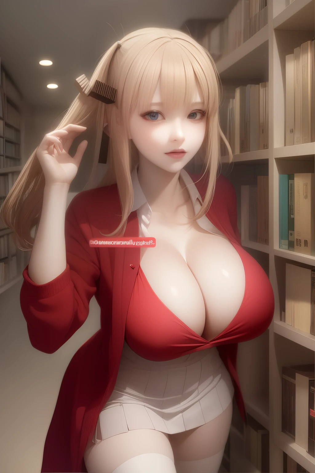 mulher arafada em uma biblioteca com uma estante cheia de livros, hyperrealista , a hyperrealista , garota anime sedutora, realista , photorealista anime girl render, realista anime 3 d style, hyper realista anime, photorealista anime, realista anime, anime altamente detalhado, 3 d anime realista, Oppai Cyberpunk, librarian