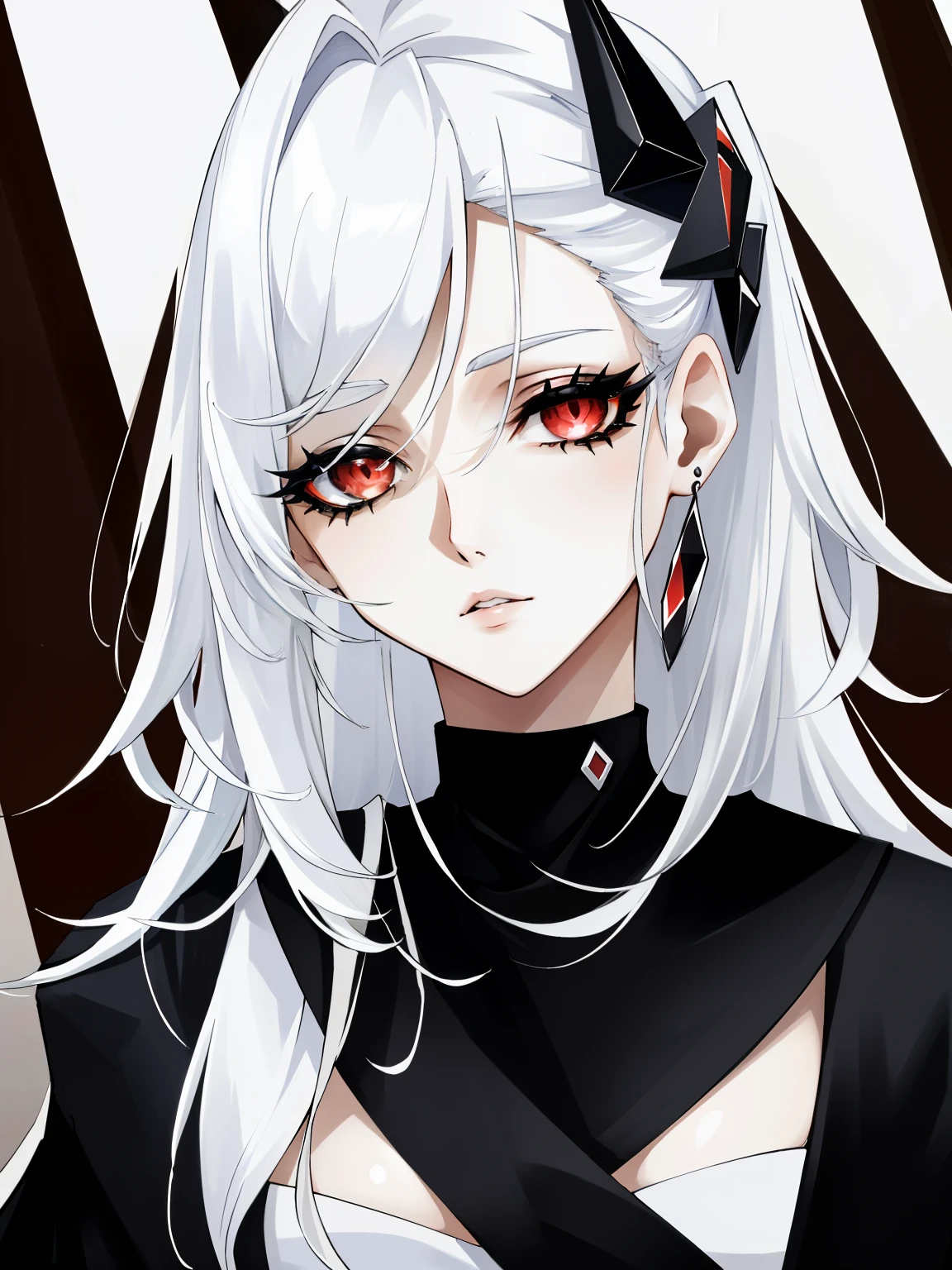 masterpiece, top-quality, (((onyx theme))),(perfect onyx),(1girl),paprika,white hair, simple background, tilt of the head, albino, a choker, A detailed eye, A detailed face, expressive eyes, The upper part of the body, ((Punk Girl)),femele、phantom