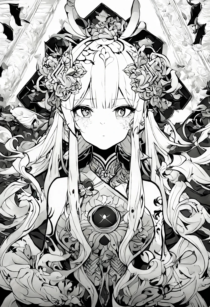 1girl, (high quality:1.2), (HDR), (UHD), (portrait), (black and white:1.9), (ink paint), (japanese tattoo), (fine details), (detailed hair), (intricate patterns), (elegant), (ethereal), (serene expression), (subtle shading), (delicate lines), (fluid strokes), (beautifully crafted), (captivating), (timeless), (graceful pose), (meaningful symbolism), (artistic fusion), (cultural heritage), (tradition), (unique design), (mysterious allure), (exquisite craftsmanship), (emotionally evocative), (powerful imagery), (contrast), (depth), (feminine beauty), (cultural identity), (striking), (impressive), (eye-catching)