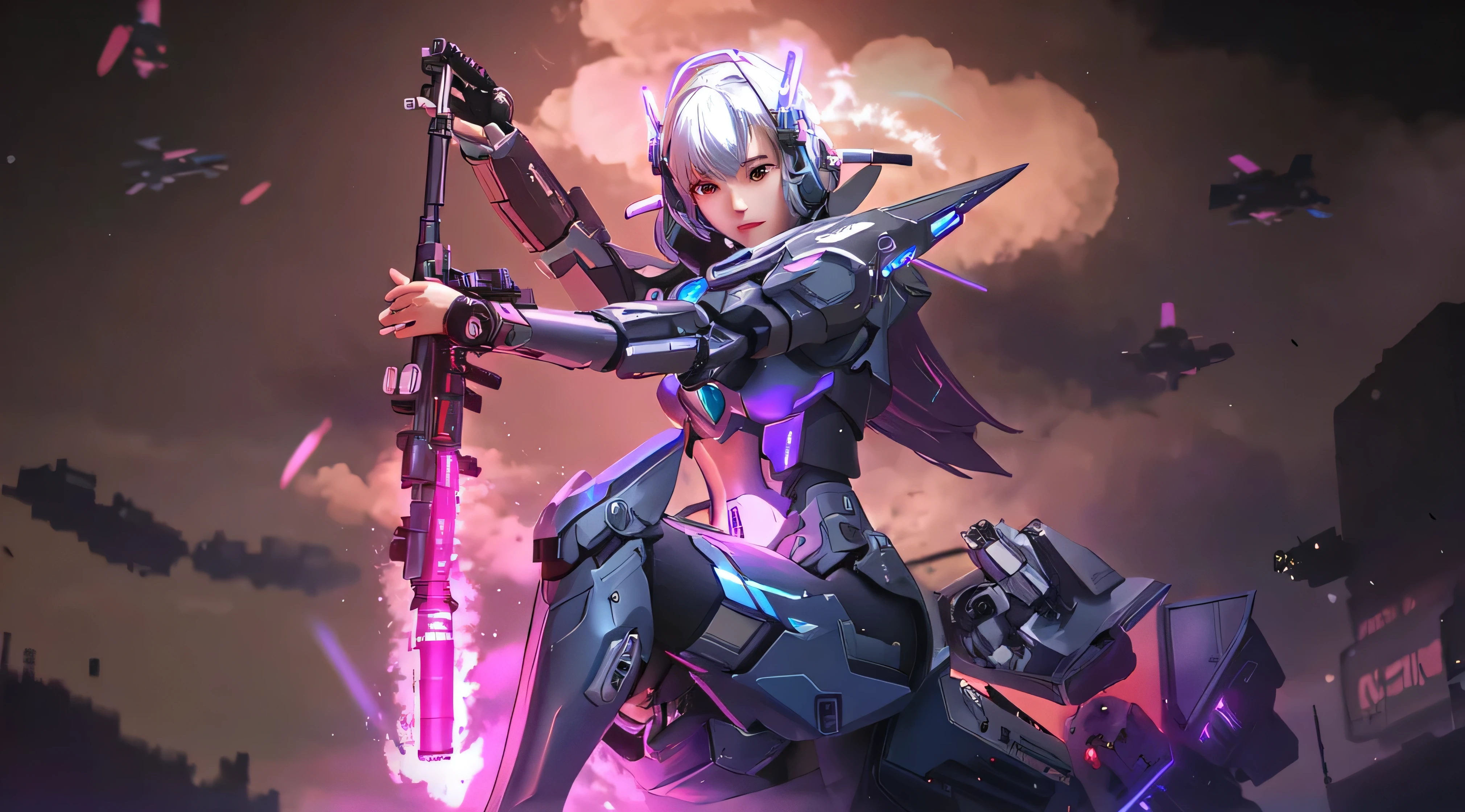 araffe woman in a futuristic suit with a gun in her hand, girl in mecha cyber armor, mechanized soldier girl, cgsociety and fenghua zhong, perfect android girl, cute cyborg girl, cyberpunk anime girl mech, female mecha, beutiful girl cyborg, cyborg girl, wojtek fus, portrait armored astronaut girl, mechanized valkyrie girl