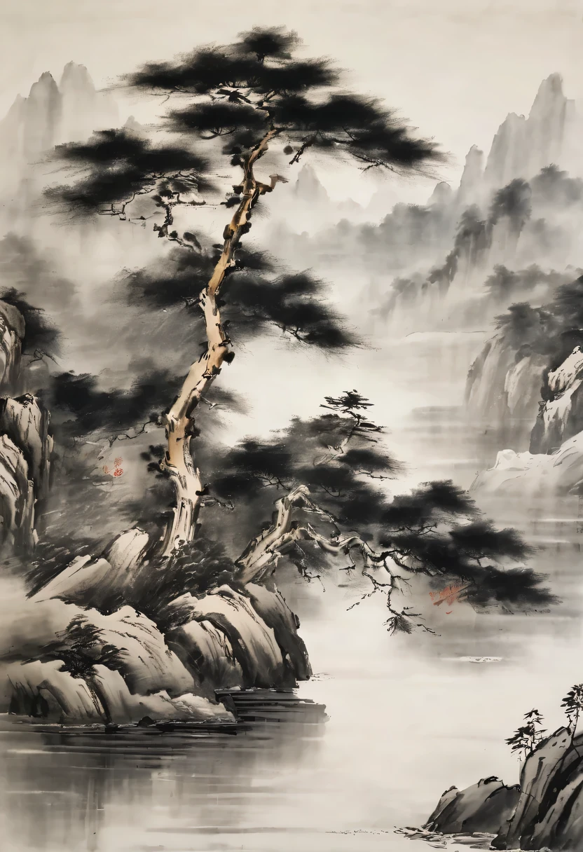 water墨画和water彩画，Draw on rice paper，Use thick oned light inks to create light oned dark choneges oned layers，选择正确的墨water颜色，Such as deep black、Thick gray、Light coffee, ETC，express different situations oned atmospheres，Control the gradient oned tronesition of ink colors through the humidity oned consistency of the ink，Monte，water，Tree，lake surface，desolate, desolate, ，black oned white tones，死Tree， 中国传统water墨画, Chinese traditional art, author：Guo Xi, author：Ma Yuoneyu, traditional Chinese painting, author：Xu Xi, author：Luo Mu, author：Yoneg Buzhi, author：Li Kelone, author：wisdom&#39;one, water墨画 ) ) ) ), 中国water墨画, 中traditional Chinese painting风格