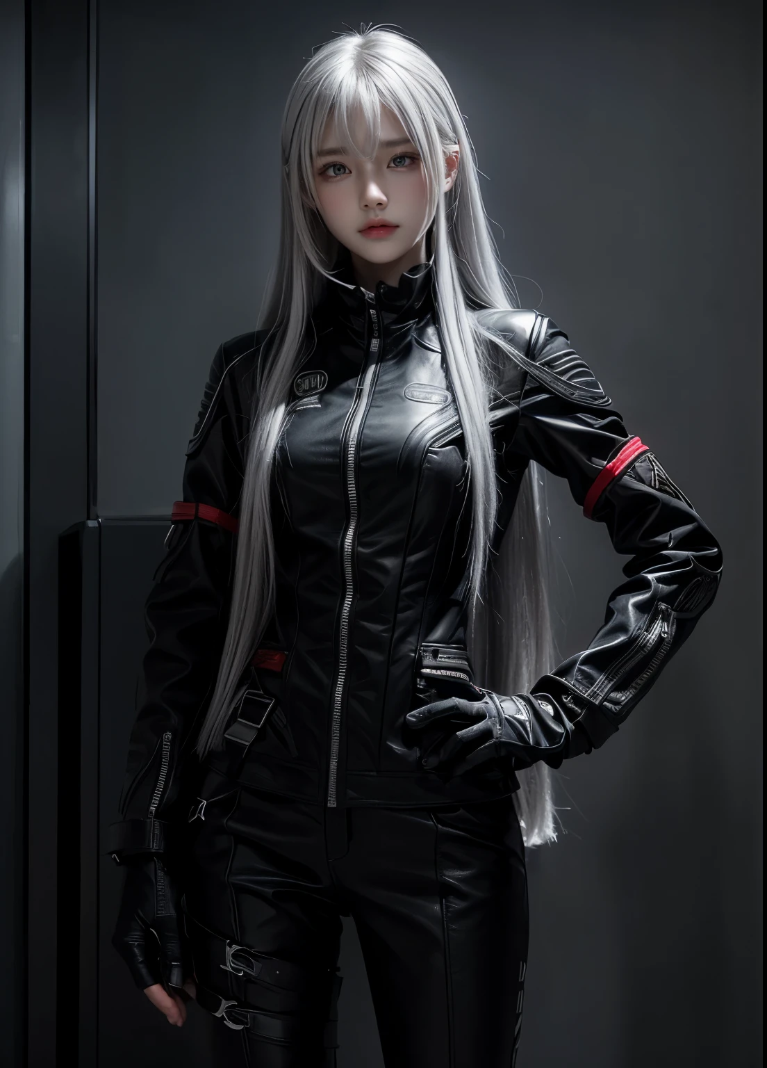 4 fingers,sharp look,glare,{{{{{white eyes}}}}},{{{{{white eyes}}}}},{{long hair}},{{{{straight hair}}}},gloves,black clothes,black army suit,{army},{{{{{blunt bangs}}}}},hard hair,(slant eyes},{{full body},{{{1girl}}}, {{{{silver hair}}}},{{{tsurime}}},26 years old,white people,silver eyes,slender,{{{masterpiece}}}, {{{best quality}}}, {{ultra-detailed}}, {illustration}, {{an extremely delicate and beautiful}},detailed highly,detailed perfect,detailed hyper
