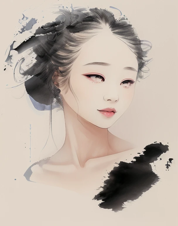 (best quality,4k,8k,highres,masterpiece:1.2),ultra-detailed,(realistic,photorealistic,photo-realistic:1.37),HDR,UHD,studio lighting,ultra-fine painting,sharp focus,physically-based rendering,extreme detail description,professional,vivid colors,bokeh), portraits, zydink, monochrome, ink sketch, 1woman, asian (young woman), (beautiful detailed eyes), (beautiful detailed lips), (extremely detailed eyes and face), (long eyelashes), looking at viewer, floating hair, long dress, (abstract ink splash:1.1), white background