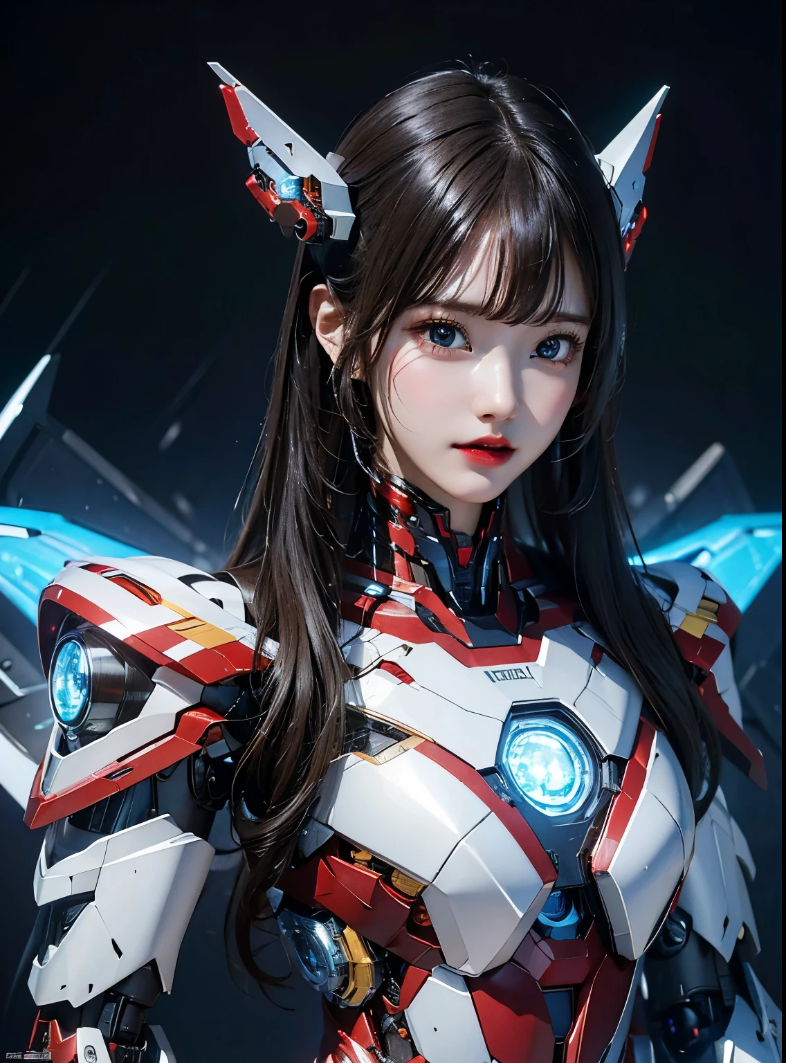 Super detailed, advanced details, high quality, 最high quality, High resolution, 1080P, hard disk, beautiful,(Iron Girl),beautifulサイボーグの女性,Mecha cyborg girl,battle mode,Mecha body girl,She wears an Iron Man mech,full body shot