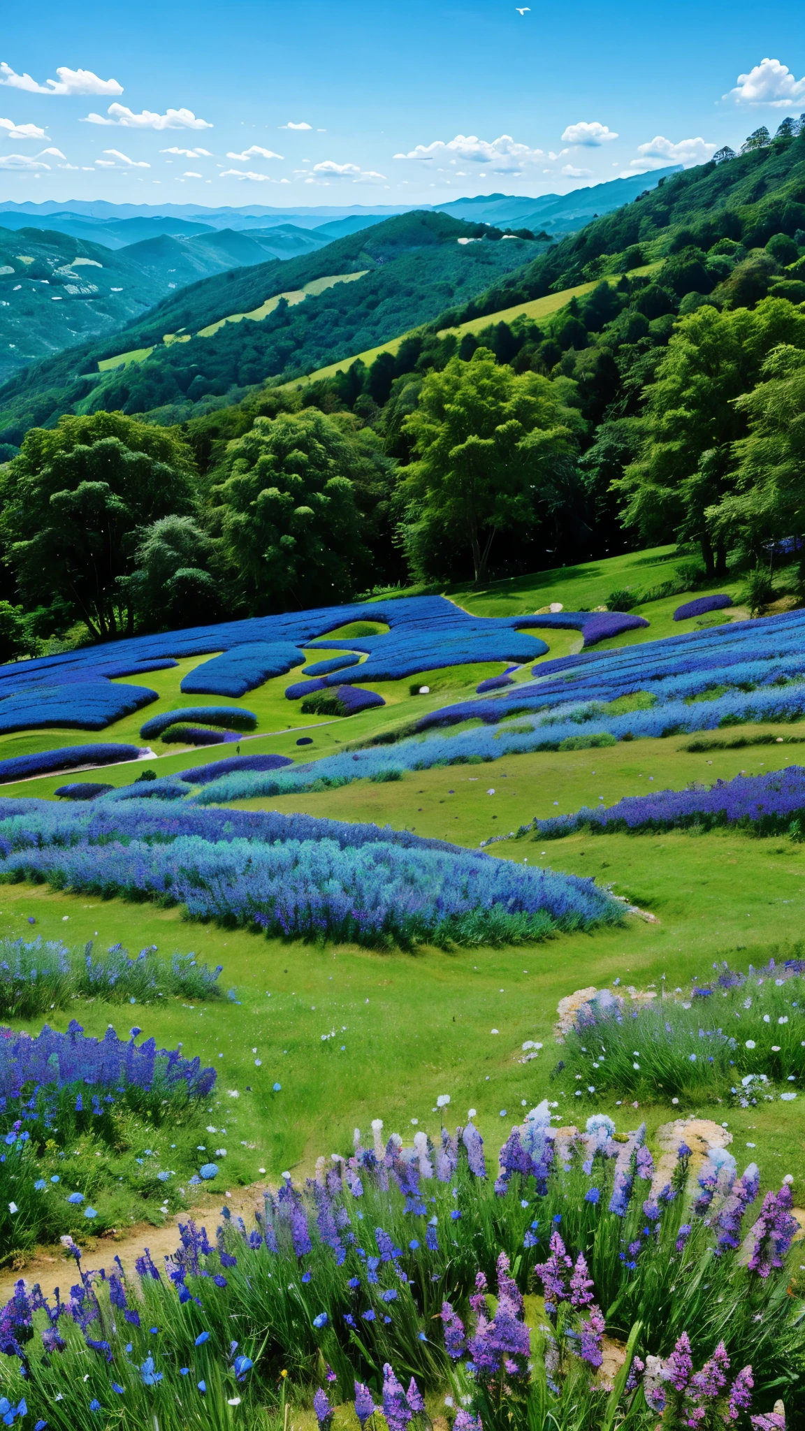 Blue flowering hill