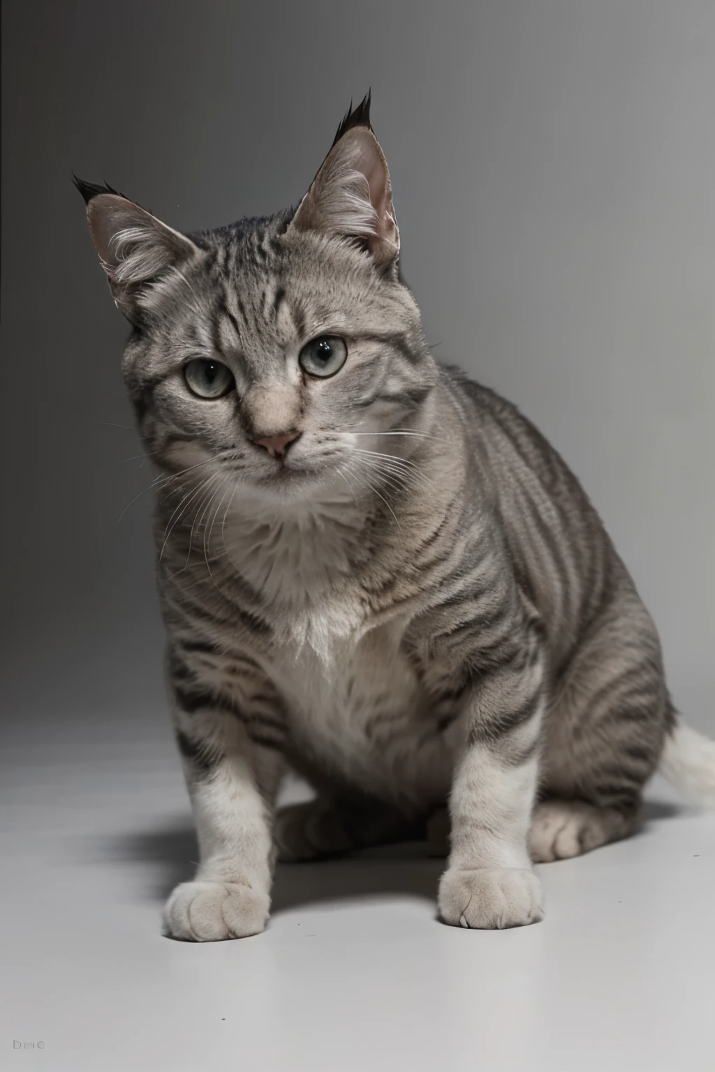 RAW, Best quality, high resolution, realistic, masterpiece: 1.3), an angry and strong silver and white cat looking at the camera, getting ready to fight his enemy, show sharp claws, full body image detail, RAW, Best quality, high resolution, masterpiece, all white blackground