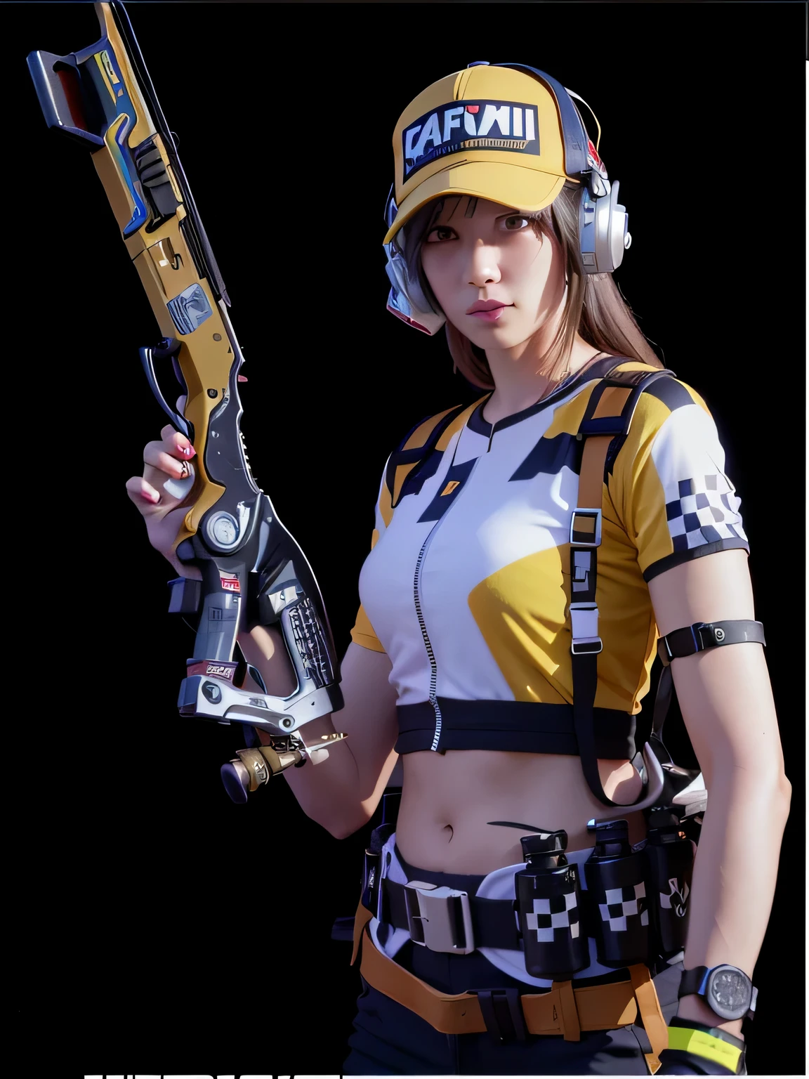 a close up of a person holding a gun and wearing a hat, katana zero video game character, m4 sopmod ii girls frontline, inspired by Leng Mei, mechanized soldier girl, senna from league of legends, e-girl, e - girl, game cg, video game character, as overwatch character, cyberpunk 2 0 y. o model girl