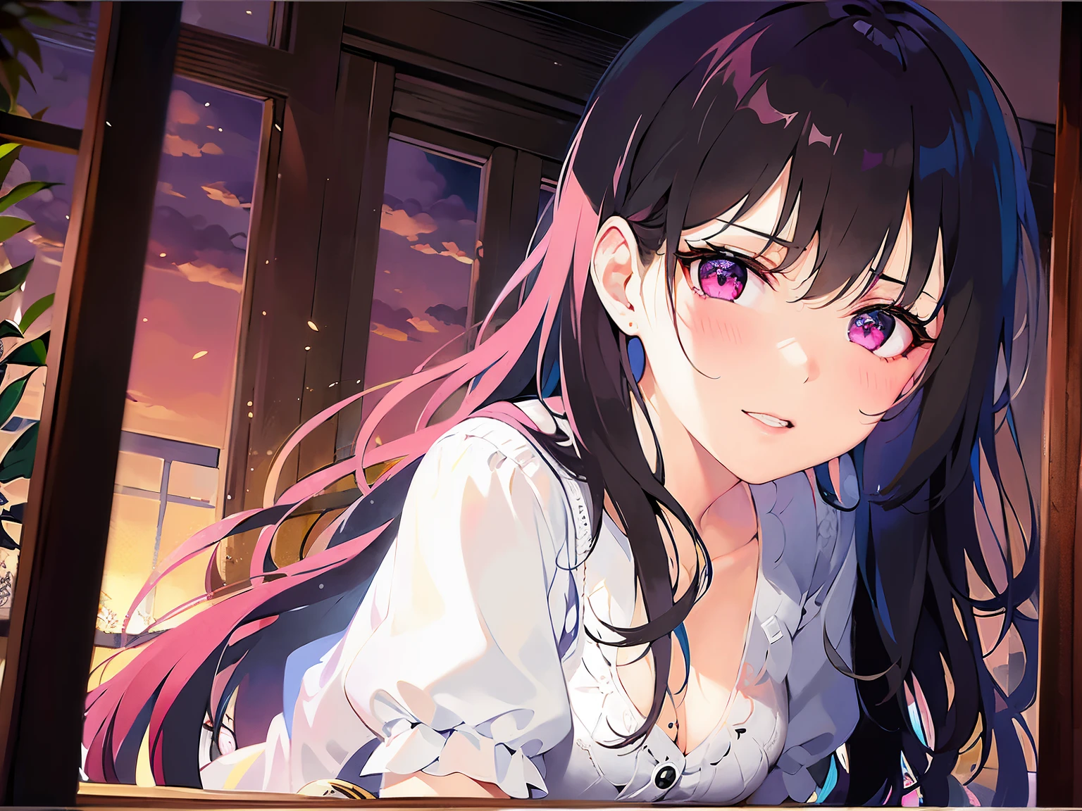 pink eyed woman