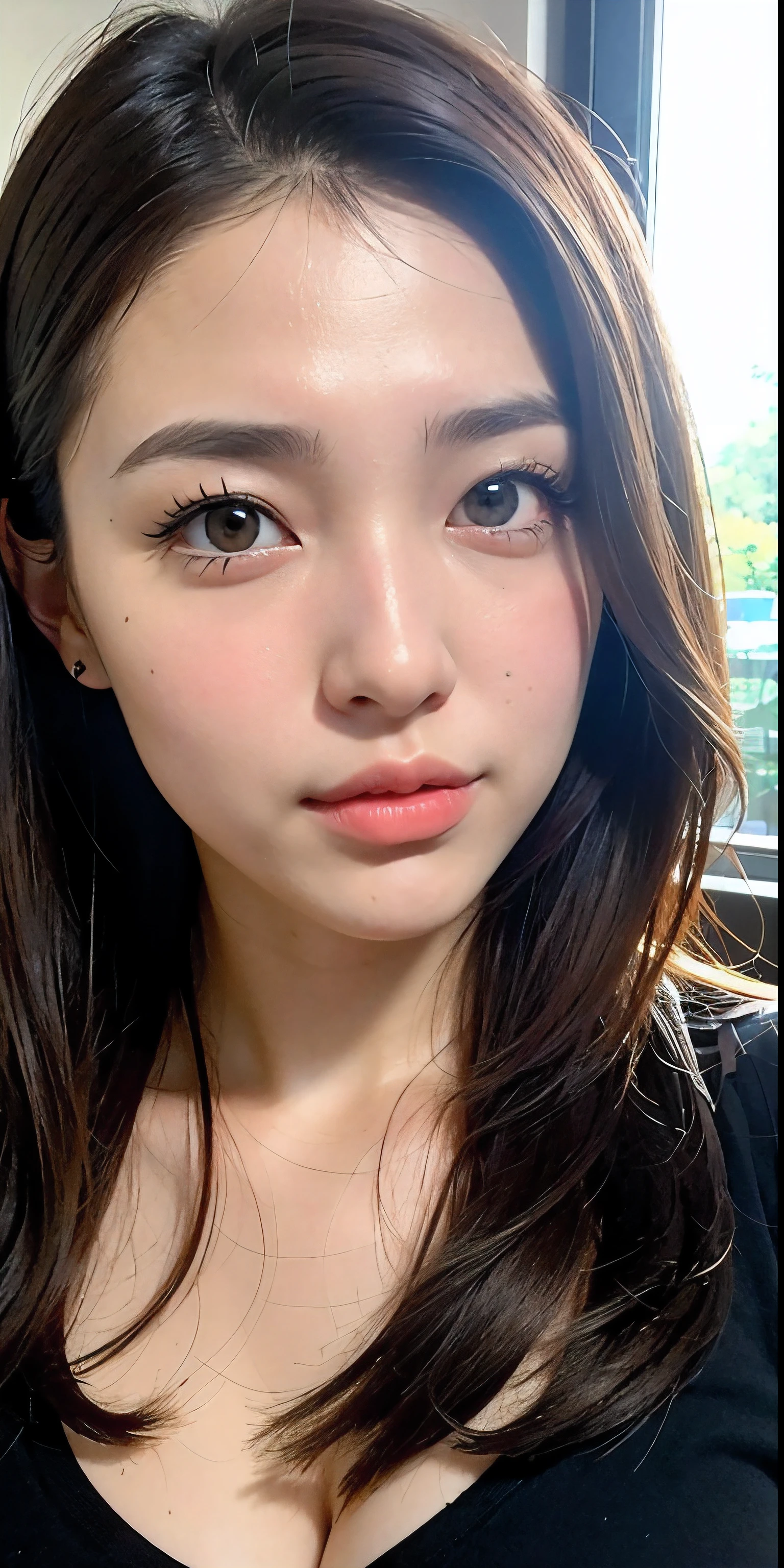 office culture,Image gallery,Upper body close-up,A girl who dresses extremely conservatively,She is the most beautiful girl here,The picture is extremely realistic,(Very detailed),Add details,再Add details,(Very realistic skin texture),Increases skin texture,The sun shines,,The picture is extremely three-dimensional,hair enhancement。suckers