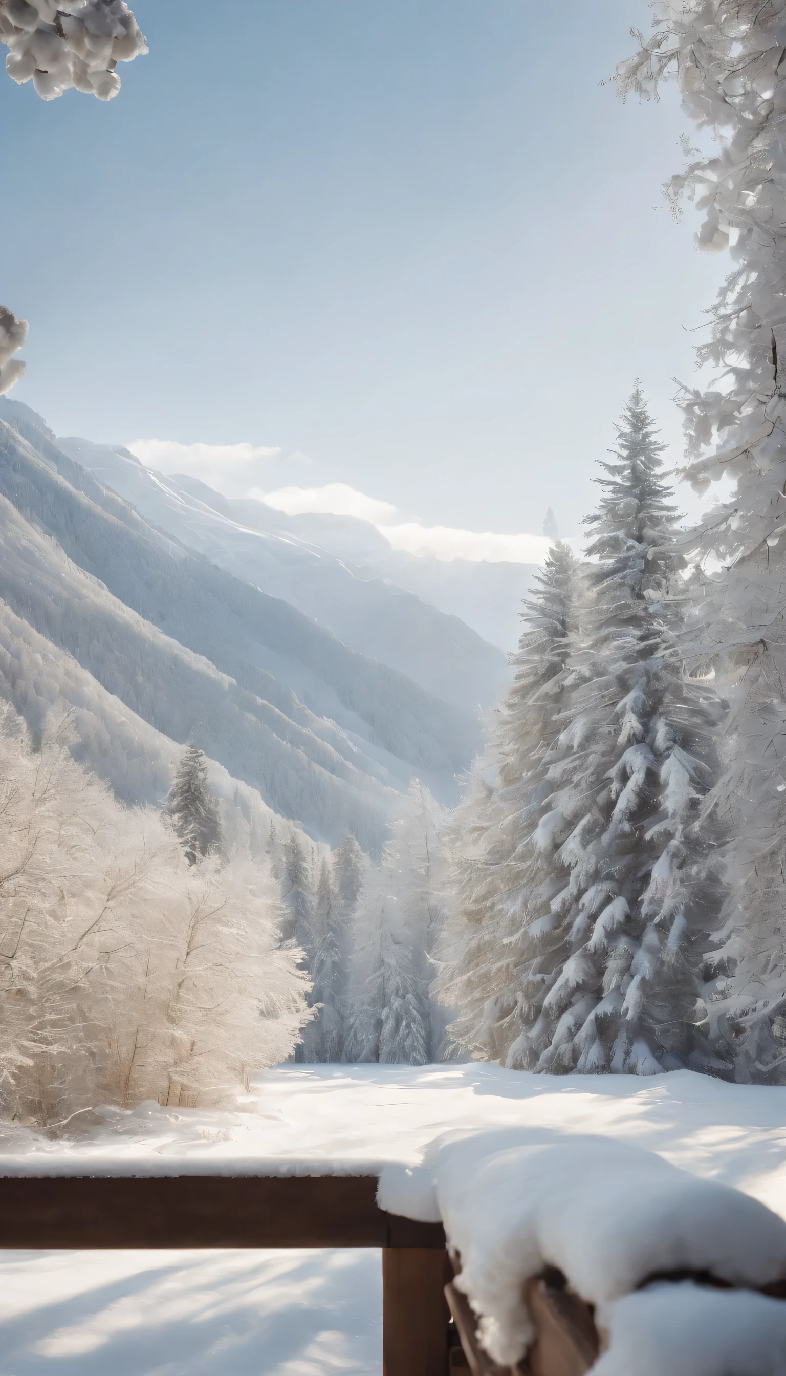 (Highly detailed CG Unity 8K wallpaper、masterpiece、highest quality、Super detailed)、(best lighting、best shadow、very delicate and beautiful)、highest quality、8K、Detailed facial depiction、masterpiece、highest quality、clear image quality、Photo of snowy scenery seen from the window