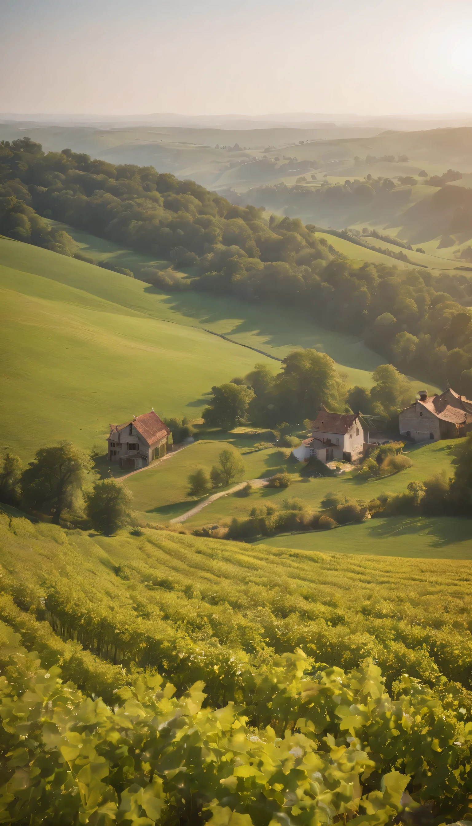 (Highly detailed CG Unity 8K wallpaper、masterpiece、highest quality、Super detailed)、(best lighting、best shadow、very delicate and beautiful)highest quality、8K、Detailed facial depiction、masterpiece、highest quality、clear image quality、A photo of a vast field seen from the balcony