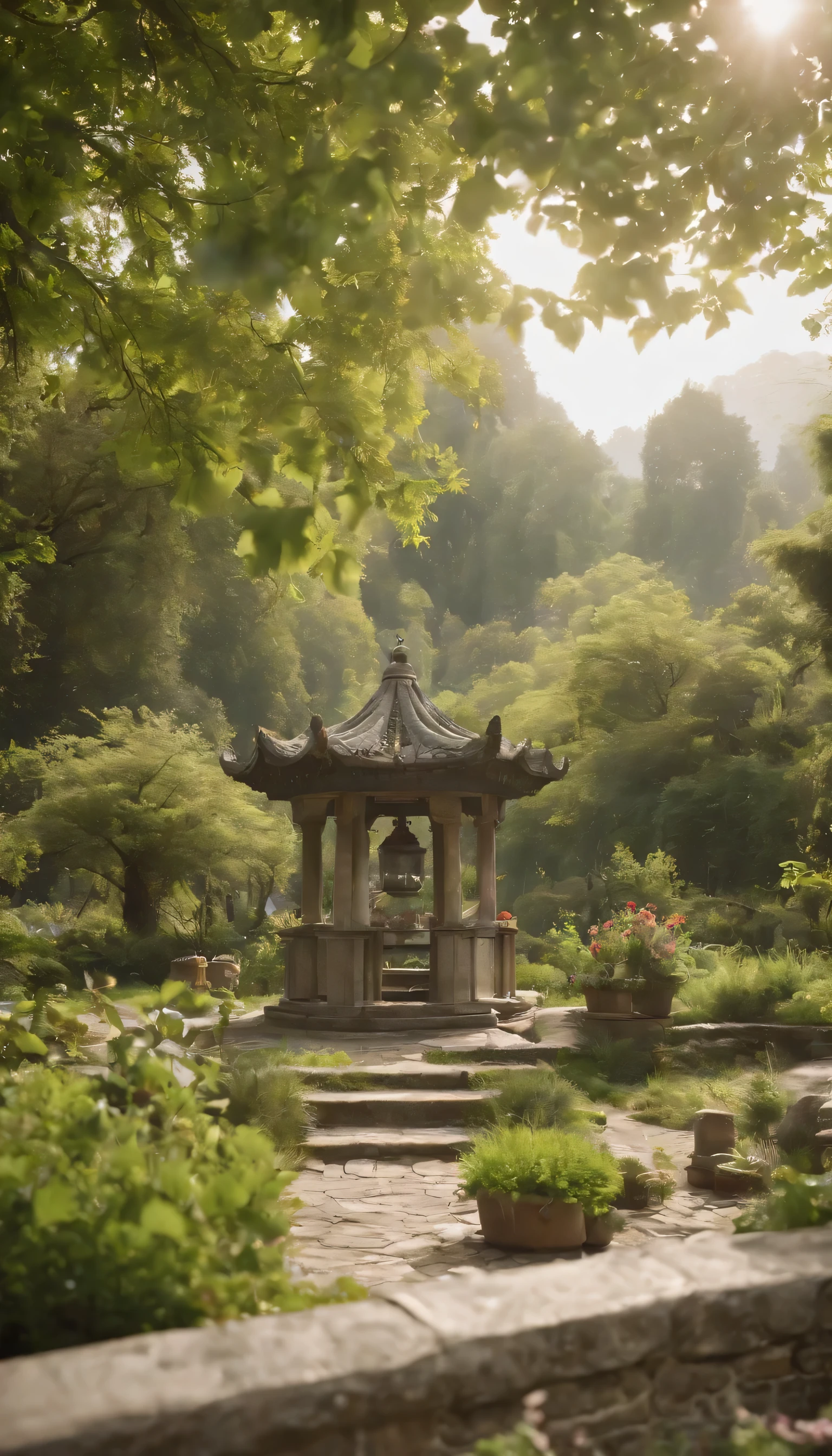 (Highly detailed CG Unity 8K wallpaper、masterpiece、highest quality、Super detailed)、(best lighting、best shadow、very delicate and beautiful)highest quality、8K、Detailed facial depiction、masterpiece、highest quality、clear image quality、Photos of the old well and the green world around it