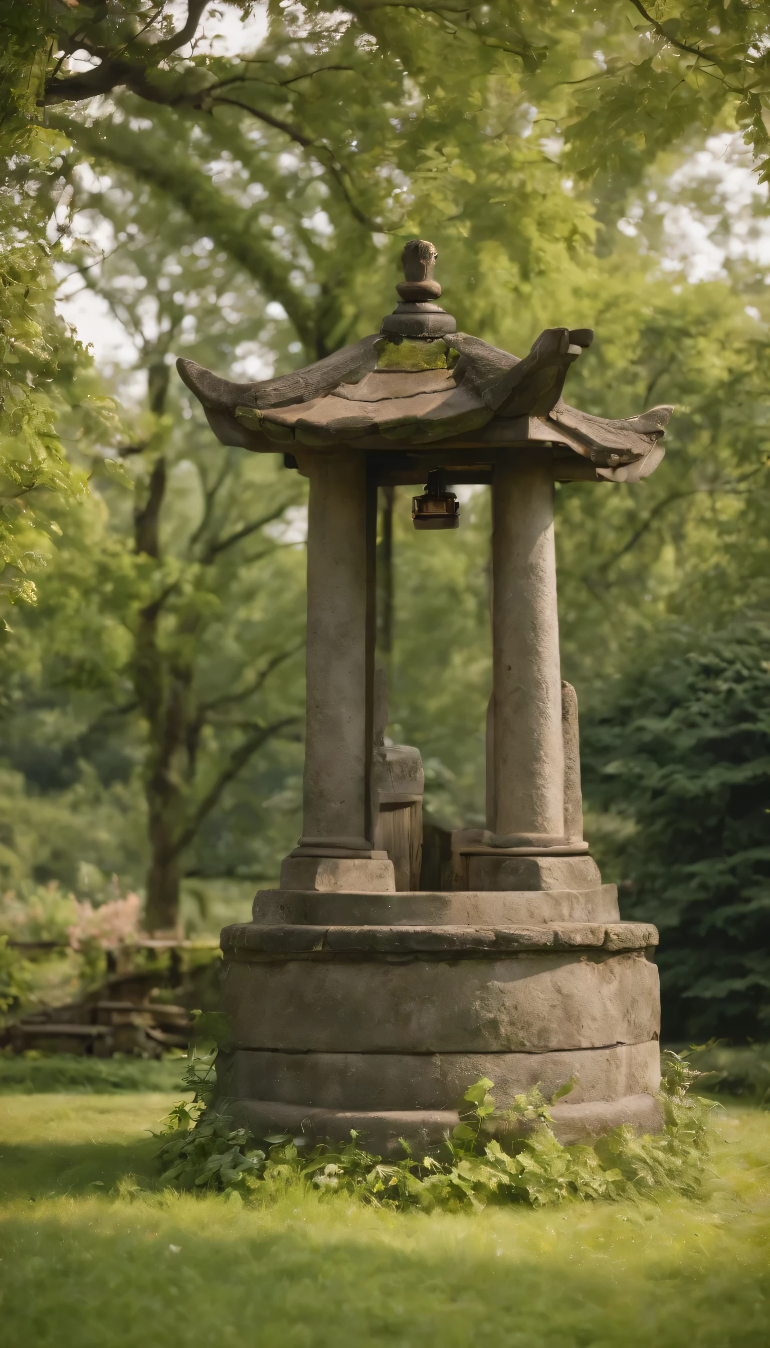 (Highly detailed CG Unity 8K wallpaper、masterpiece、highest quality、Super detailed)、(best lighting、best shadow、very delicate and beautiful)highest quality、8K、Detailed facial depiction、masterpiece、highest quality、clear image quality、Photos of the old well and the green world around it