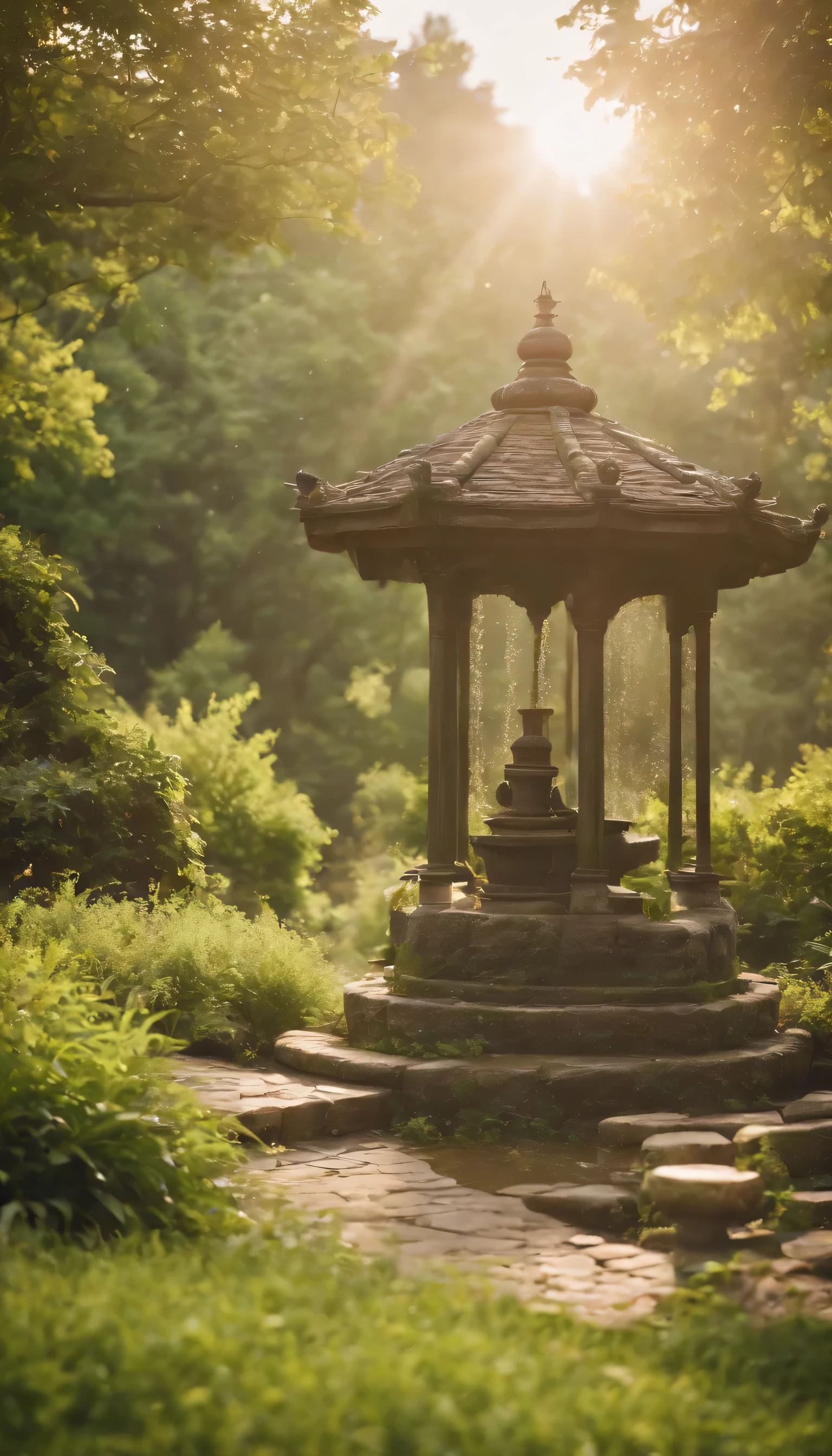 (Highly detailed CG Unity 8K wallpaper、masterpiece、highest quality、Super detailed)、(best lighting、best shadow、very delicate and beautiful)highest quality、8K、Detailed facial depiction、masterpiece、highest quality、clear image quality、Photos of the old well and the green world around it