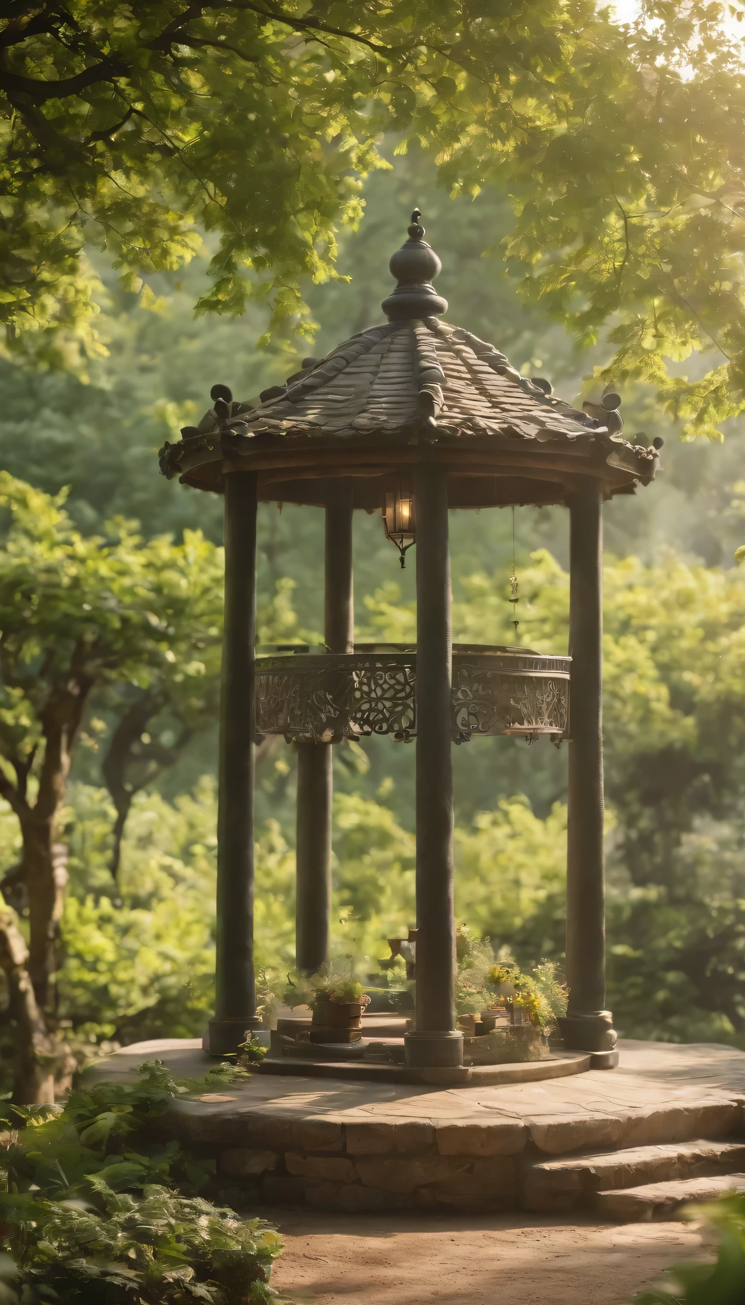 (Highly detailed CG Unity 8K wallpaper、masterpiece、highest quality、Super detailed)、(best lighting、best shadow、very delicate and beautiful)highest quality、8K、Detailed facial depiction、masterpiece、highest quality、clear image quality、Photos of the old well and the green world around it