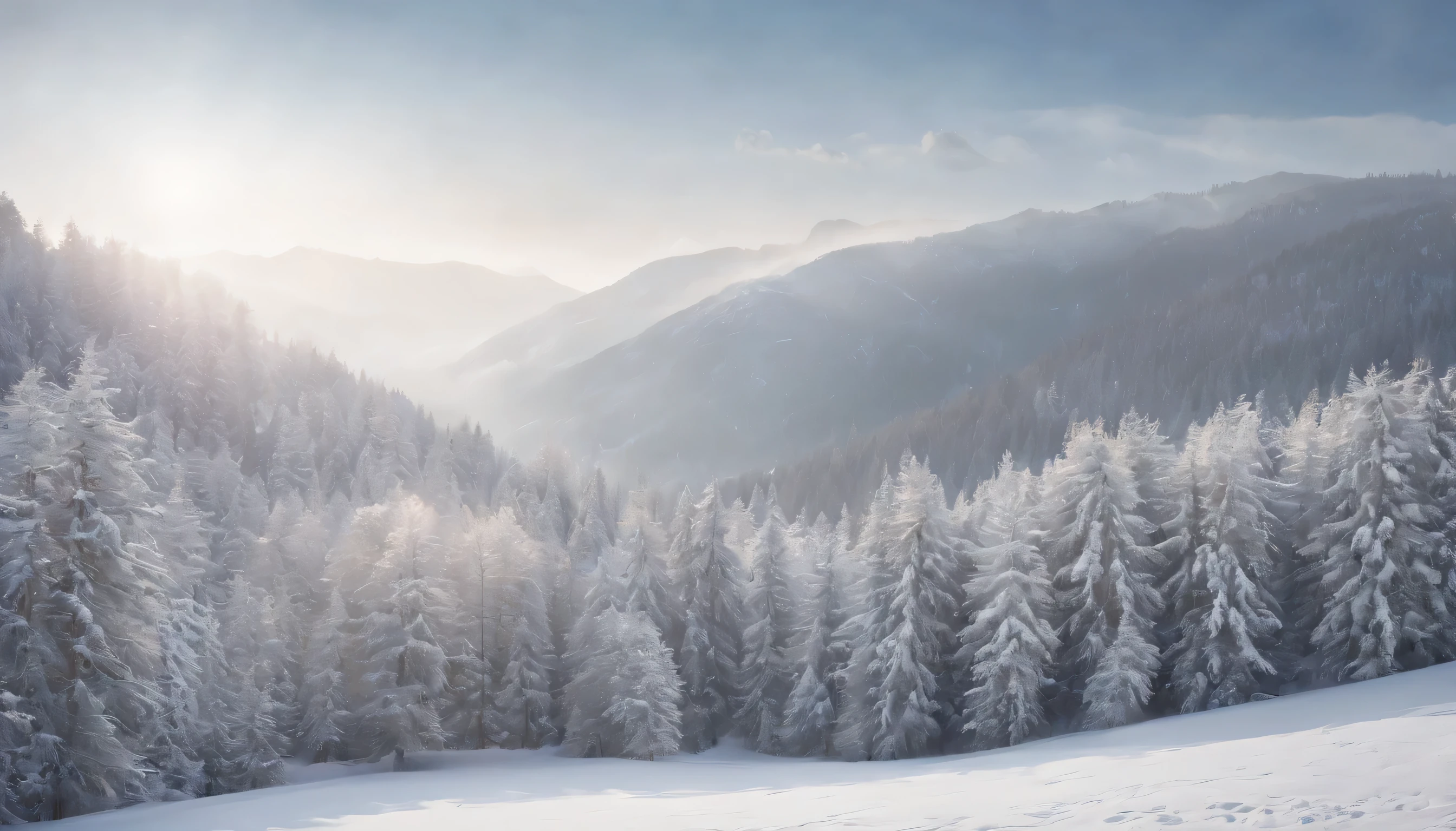 (Highly detailed CG Unity 8K wallpaper、masterpiece、highest quality、Super detailed)、(best lighting、best shadow、very delicate and beautiful)、highest quality、8K、Detailed facial depiction、masterpiece、highest quality、clear image quality、Photo of snowy scenery seen from the window