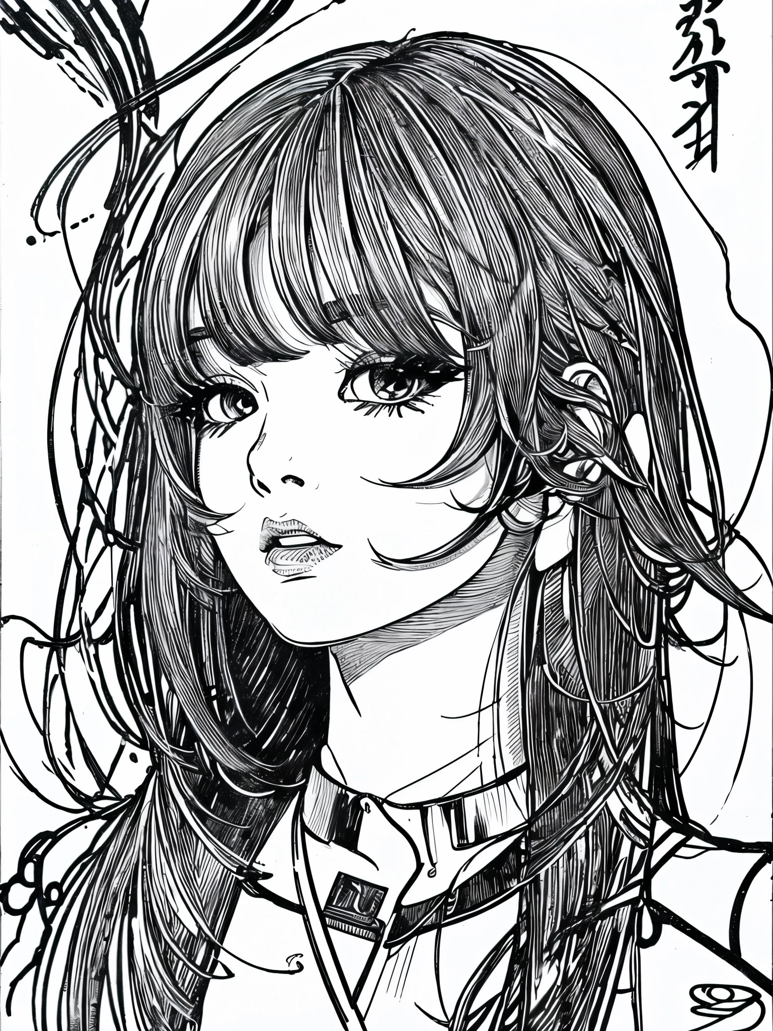 8K、master piece、highest quality、highest level、Highest image quality、Draw with black ink on white paper、ink style drawing、black and white、Flashy girl in modern Shibuya、Pen strokes are very detailed and dynamic、Expressing shading with precise lines、delicate and accurate expression、modern art、stroke style、Artistic expression、great technique、