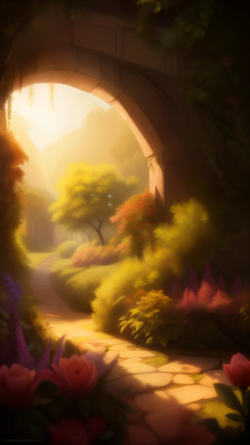 (extremely detailed CG Unity 8k wallpaper, masterpiece, Best quality, ultra detailed), (better lighting, Best shadow, very gentle and beautiful), flower garden, Lush greenery, sunlight, flowing through, depth of field, Warm and cozy atmosphere.