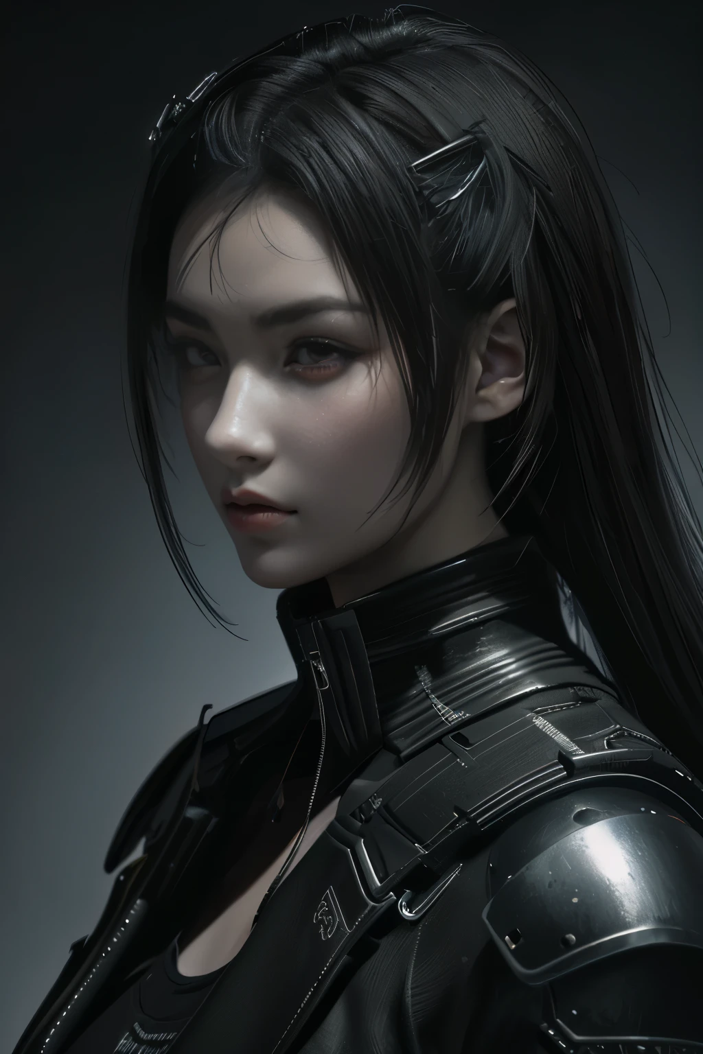 Game art,The best picture quality,Highest resolution,8K,(A bust photograph),(Portrait),(Head close-up:1.5),(Rule of thirds),Unreal Engine 5 rendering works, (The Girl of the Future),(Female Warrior), 22岁少女,(Female hackers),(White and red gradient,Ancient Oriental hairstyle),((The pupils of the red eyes:1.3)),(A beautiful eye full of detail),(Big breasts),(Eye shadow),优雅迷人,冷漠,((Anger)),(Cyberpunk jacket full of futuristic look,Joint Armor,There are exquisite Chinese patterns on the clothes,A flash of jewellery),赛博朋克人物,未来风格, 拍照姿势,城市背景,Movie lights,Ray tracing,Game CG,((3D Unreal Engine)),oc渲染反射纹