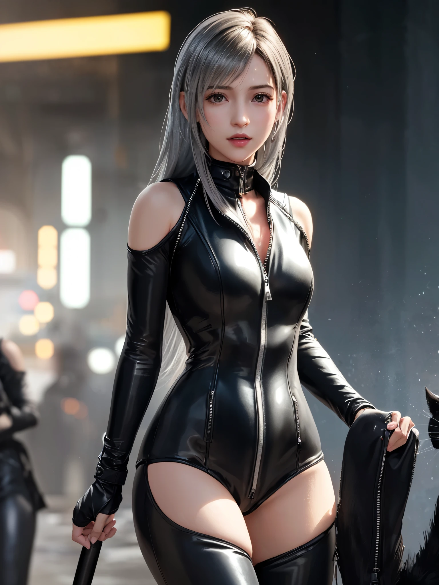 (Top Quality, Masterpiece: 1.1), (Realistic: 1.3), BREAK (((FF7,Tifa_lockhart))),(tifa_lockhart and monsters),(A dark, barely lit torture chamber:1.3,wet:1.2,night:1.1),(face focus:1.1), BREAK (((FF7,Tifa_lockhart))),(Light Brown Hair, Large breasts: 1.2),(black catsuit:1.3,silver zip,zip down:1.8), BREAK (((FF7,Tifa_lockhart))),(shiny oiled skin: 1.1),(crowd of monster:1.3),(many monsters:1.2), ((stringy viscous liquid)),(no bra),(no panties),wet hair, about 18 years old,sensual, (sweat on body:1.3),(erotic pose:1.2),I want to make love to you