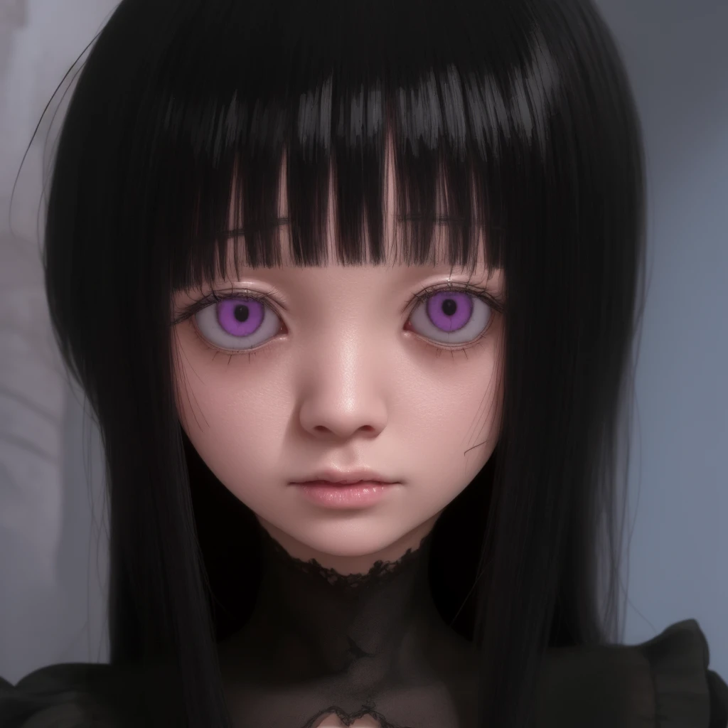 Anime girl with black hair and purple eyes posing for photo, 3D animation realistic, Realistic animation girl render, Rendu portrait 8k, Rendering of a cute 3D anime girl, Anime style 3D, Smooth anime CG art, Realistic animation3D风格, surreal anime, Close-up of a young anime girl, Realistic animation, The animation is rich in details